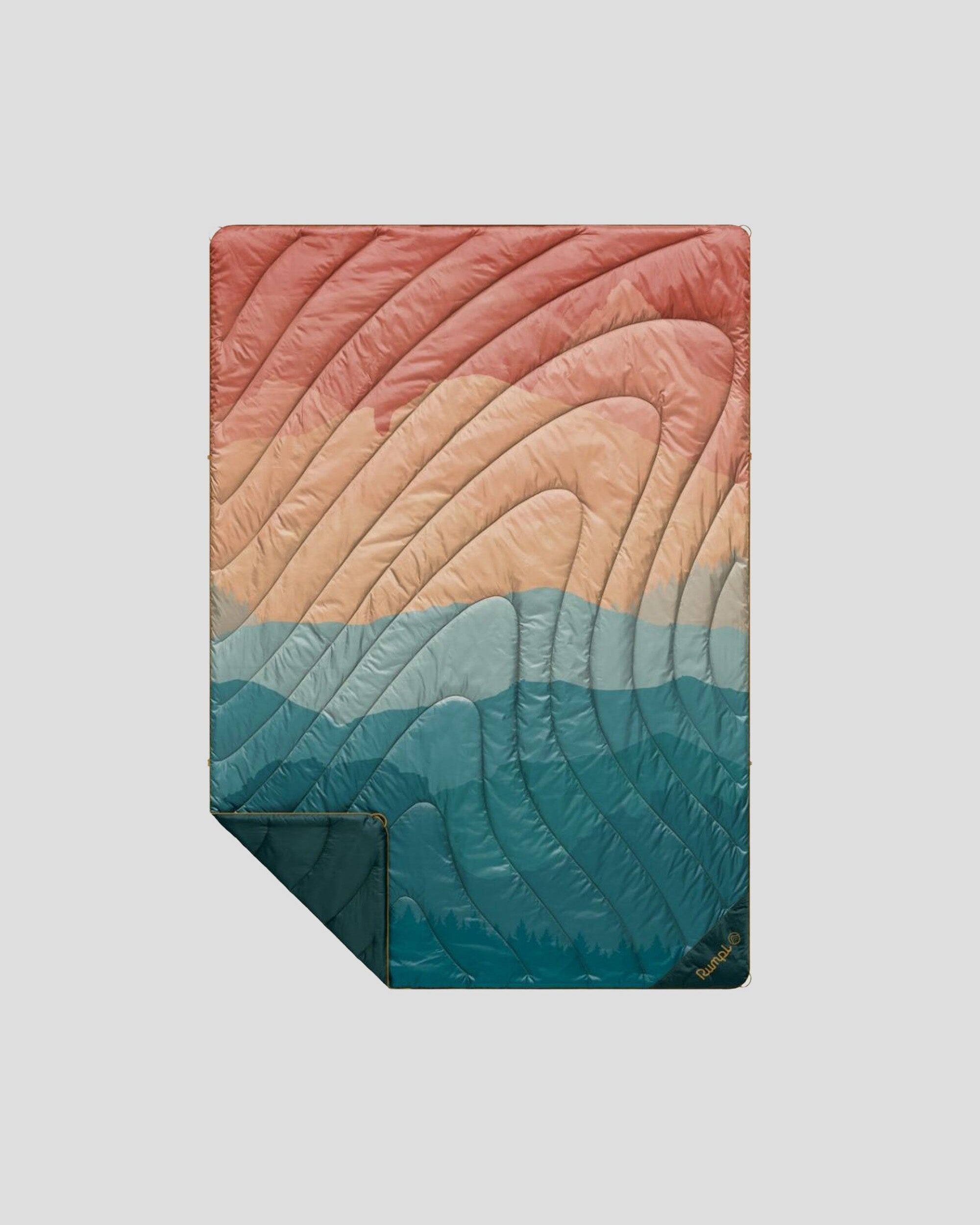 Rumpl Original Puffy Blanket - Rocky Mountain Sunset Fade | Premium Outdoor Camping Blanket for Hiking, Picnics & Travel