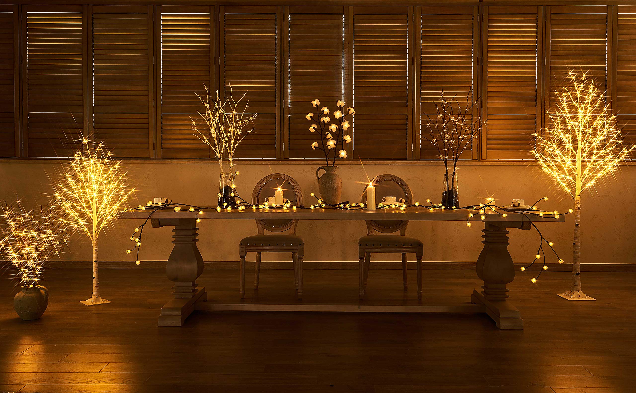 LITBLOOM 32IN 100 LED Lighted Brown Willow Branches - Battery Operated with Timer, Warm White Waterproof Lights - Set of 2 for Holiday Decor, Christmas Tree, Wedding Centerpiece, Party & Home Decoration