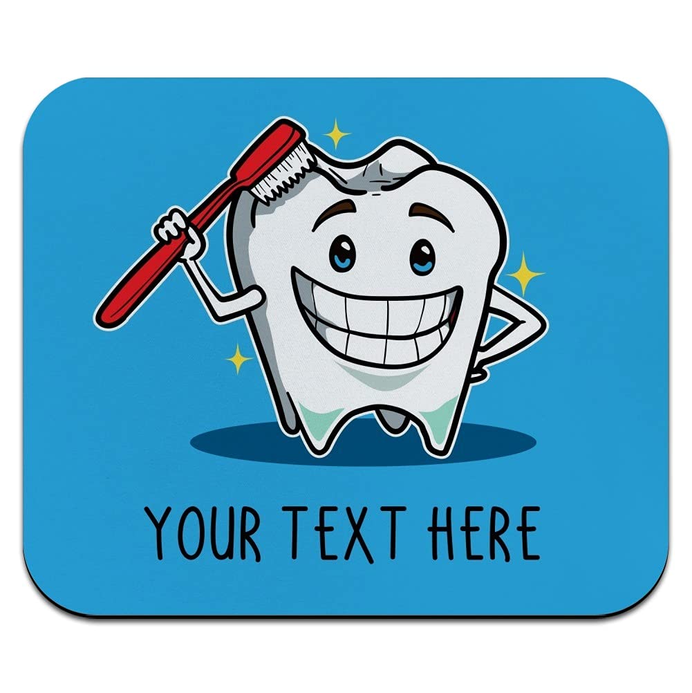 Custom Thin Low Profile Dentist Mouse Pad with 1 Line Sparkling Teeth Design - Perfect for Dental Offices, Home Desks, and Gaming Setups