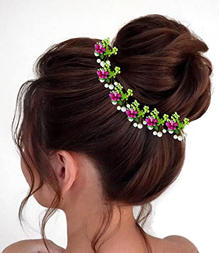 Artificial Mogra Hair Pins - 10 Pack Small Round Flower Hairpins for Women & Girls | Bridal Wedding Hair Accessories | Dark Pink #2230 | Perfect for Parties, Prom, and Everyday Styling