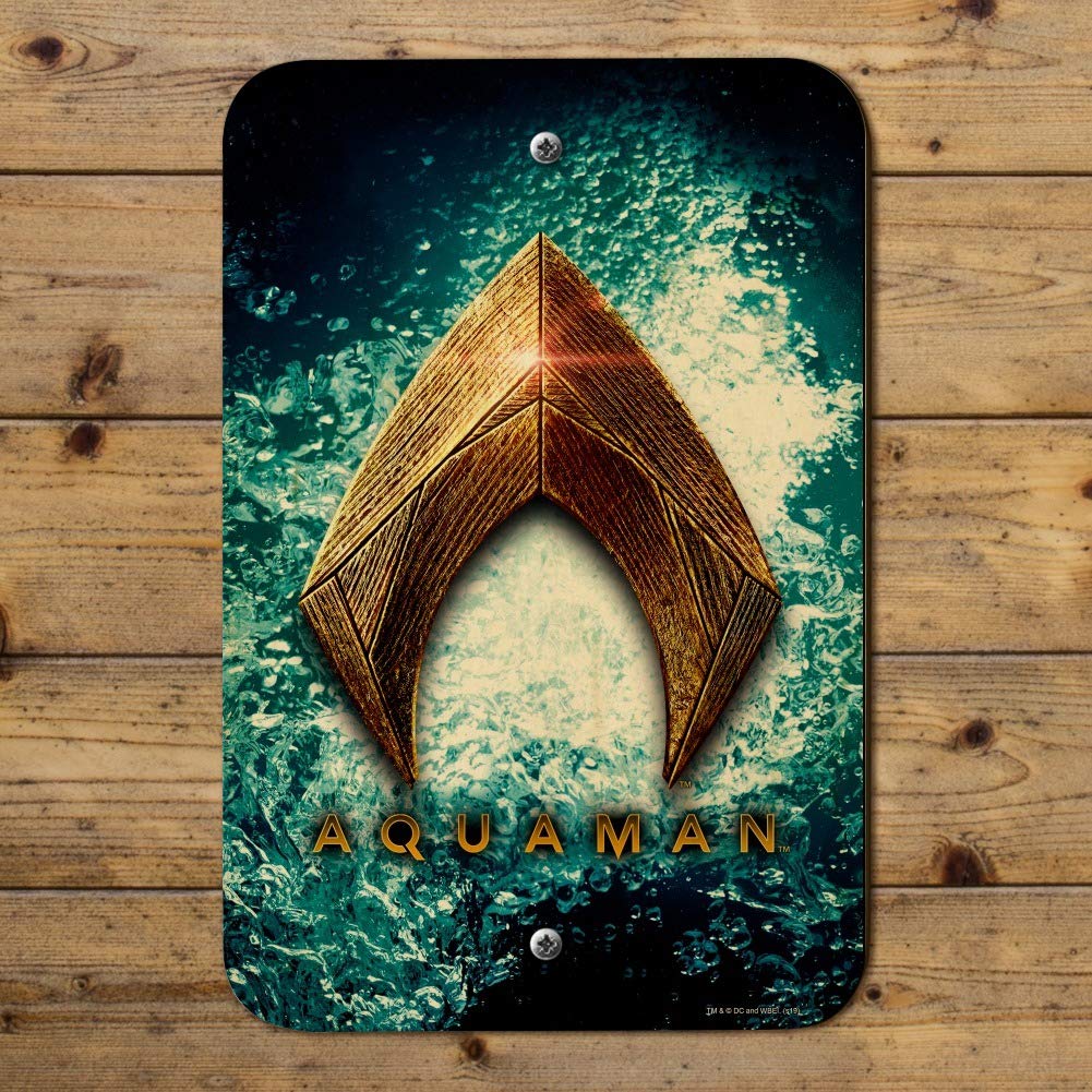 Justice League Movie Aquaman Logo Metal Sign - DC Comics Superhero Wall Decor for Home, Office, or Man Cave - Perfect for Superhero Fans & Collectors