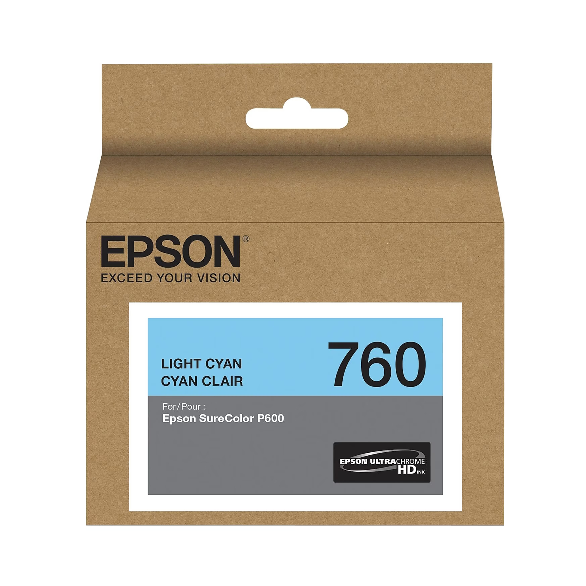 Epson T760 UltraChrome HD Light Cyan Ink Cartridge for SureColor P600 Printer - High-Quality Photo Printing, Professional Art Reproduction, Home & Office Use