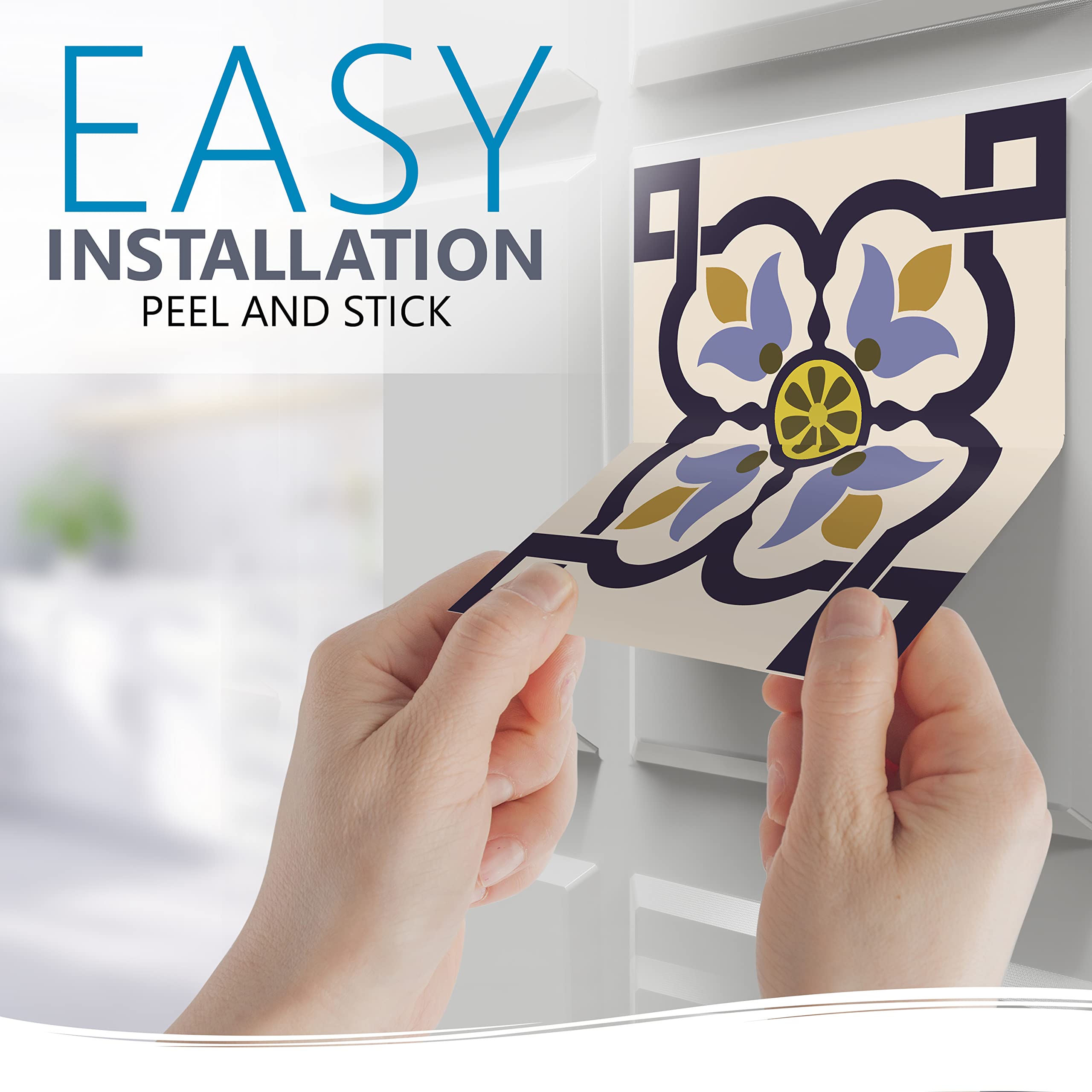 24-Piece Traditional Talavera Tile Stickers Set - Easy Peel & Stick Bathroom & Kitchen Tile Decals - 6x6 Inch Home Decor for Walls, Backsplash & Countertops (Kitchen Tiles Stickers C1) - Perfect for DIY Home Renovation, Apartment Upgrades & Rental Property Decor