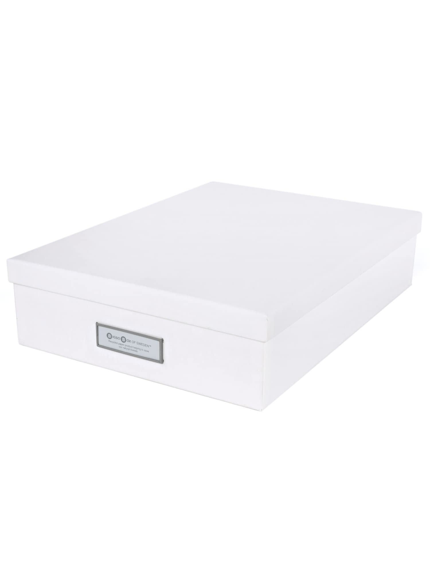 Bigso Sweden A4 Document Storage Box with Lid & Handle - Organize Paper, Brochures, Notes - Durable Fiberboard Office File Organizer for Home & Office Use