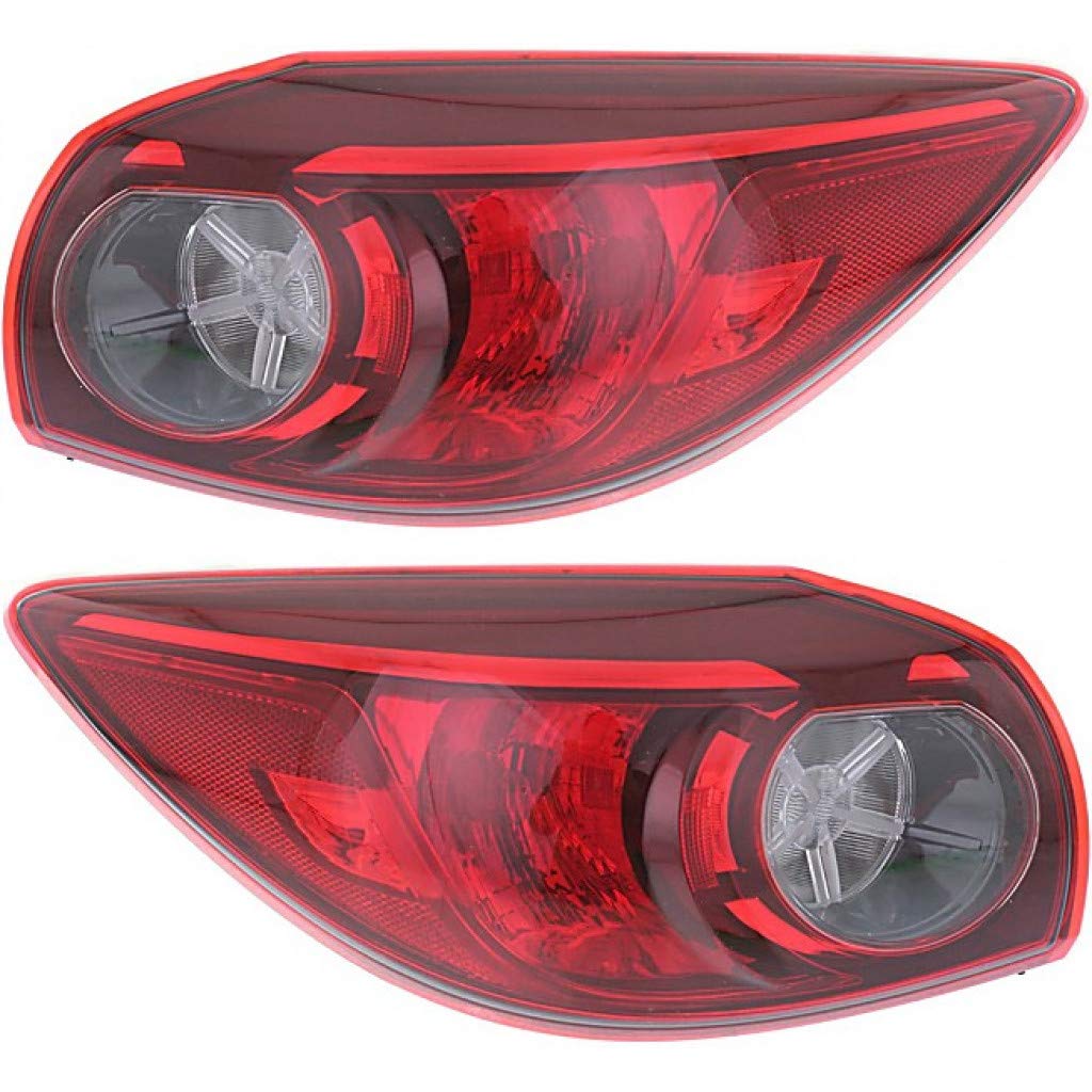 2014-2018 Mazda 3 LED Tail Lights Pair (Driver & Passenger Side) - MA2804115 + MA2805115 Replacement for BHP1-51-160B | Hatchback Compatible | Includes Bulbs | Enhanced Safety & Style for Night Driving