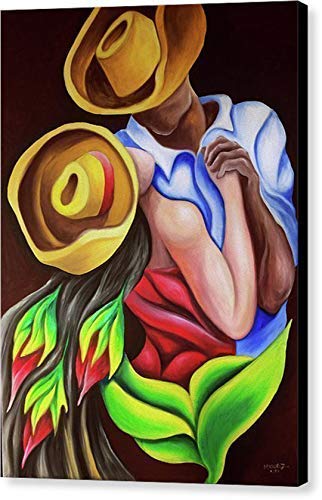Vibrant Dancing Canvas Painting Art Print - Stretched & Ready to Hang - Various Sizes by Miguez Art - Cuban Caribbean Dominican Puerto Rican Wall Decor - Perfect for Living Room, Bedroom or Office Decor
