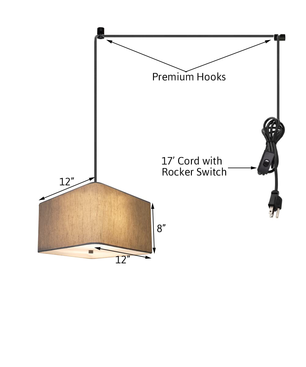 HomeConcept 2-Light Plug-in Swag Pendant with Diffuser - 14