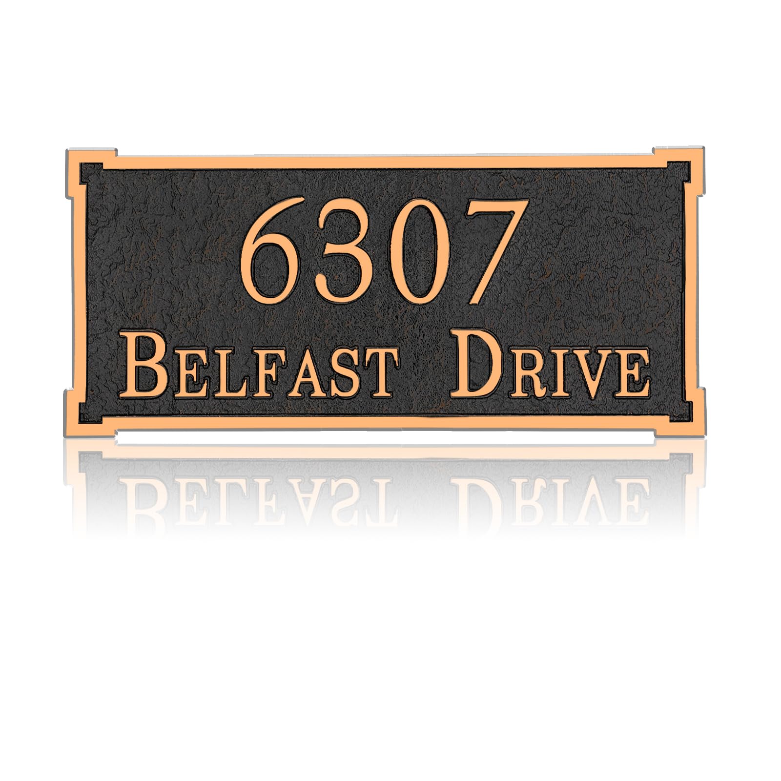 Custom Metal Address Plaque 10.2'' x 4.6'' - Personalized House Number Sign for Outdoor Visibility (Red Copper) - Driveway, Front Door, Garage & Street Sign - 1/4'' Thick Durable Metal with Custom Font & Size Options - Perfect for Home Security & Emergency 911 Identification