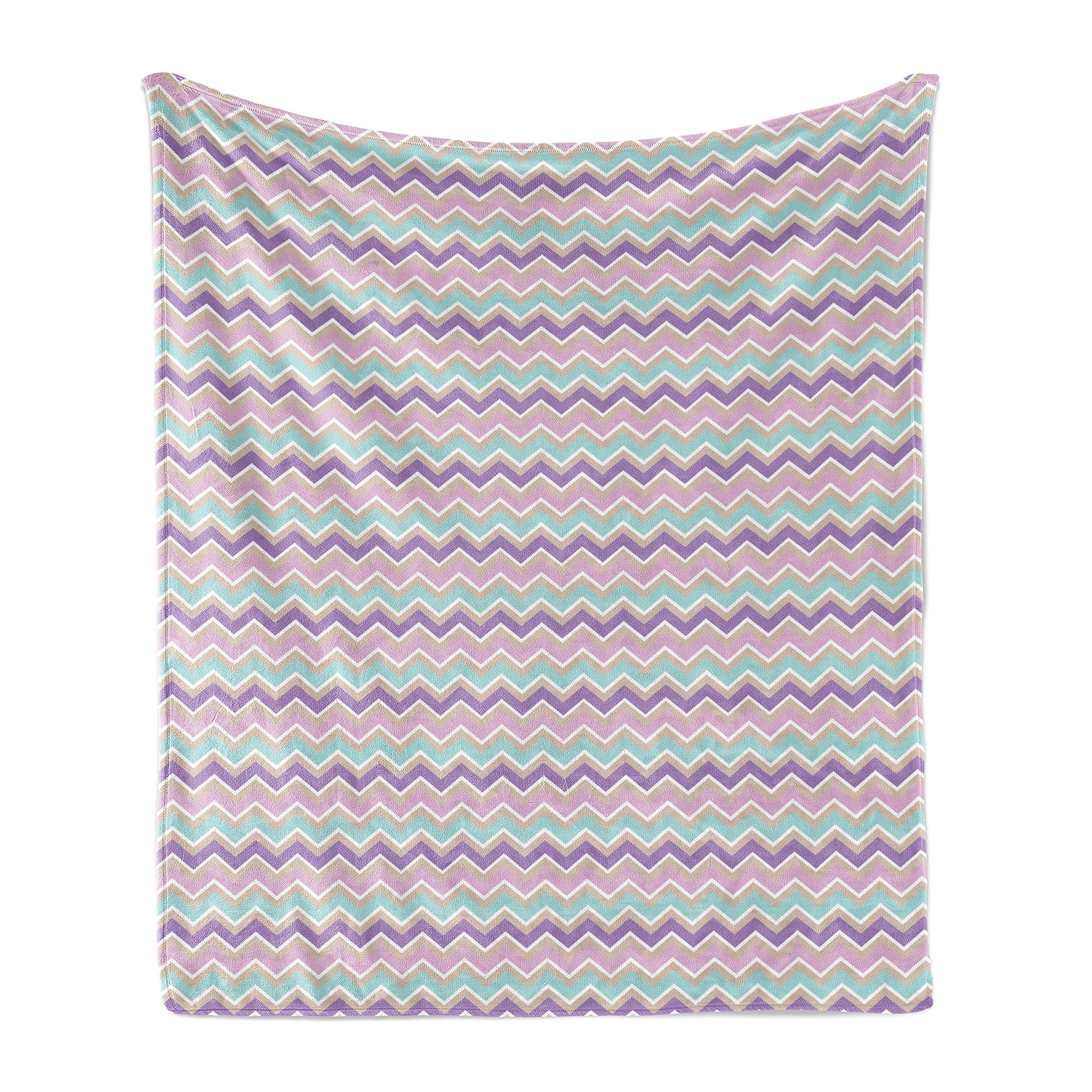 Ambesonne Chevron Throw Blanket - Soft Flannel Fleece Blanket with Contemporary Zigzag Pattern in Pastel Tones, 50