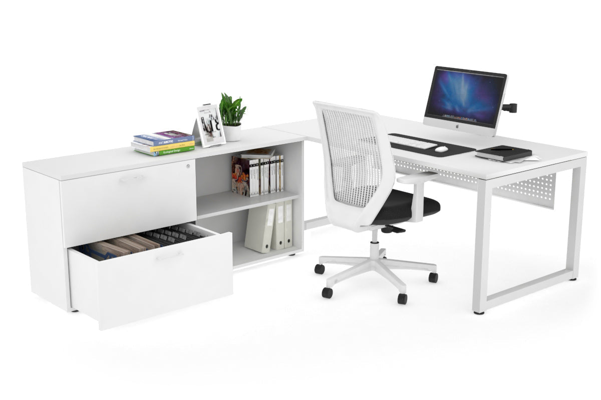 Quadro Loop Executive White Frame Office Chair [1800L x 700W] - Ergonomic Desk Chair for Home & Office Workspace