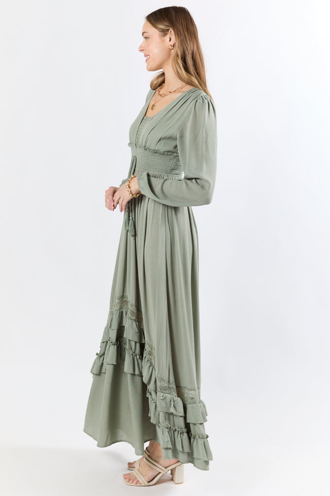 Lucky To Have You Sage Green Maxi Dress for Women - Flowy Summer Midi Dress with Pockets, Boho Chic Style - Perfect for Beach Vacations, Date Nights & Casual Outings