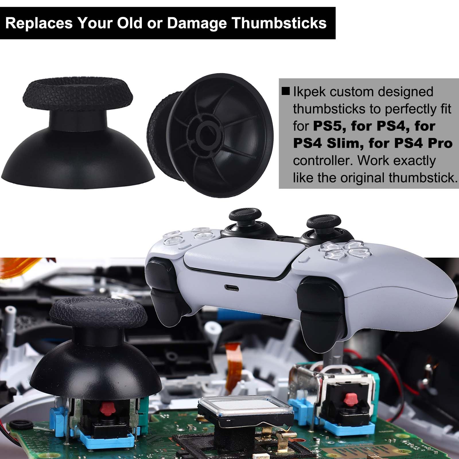 4 Pack Hall-Effect Joysticks Replacement for PS5 DualSense Controller - 3D Analog Sensor Thumbsticks with Precise Magnetic Sensing | Compatible with PlayStation 5 Controller | Perfect for Gaming, FPS, Racing & VR Games
