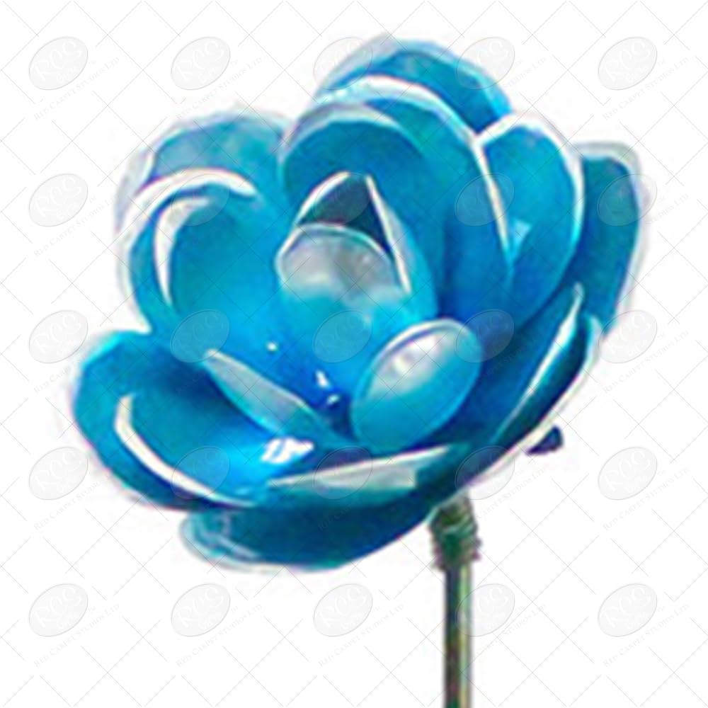 Red Carpet Studios Blue Rose Garden Stake - 35.4 Inch Tall Metal Flower Support for Outdoor Decor, Wedding & Garden Party Decorations