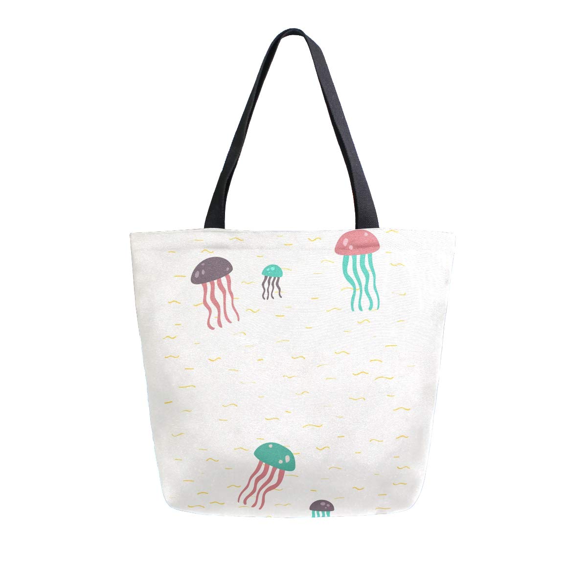 Colorful Jellyfish Canvas Tote Bag - Eco-Friendly Reusable Grocery Shopping Bag with Sturdy Handles | Perfect for Beach, Market & Daily Use