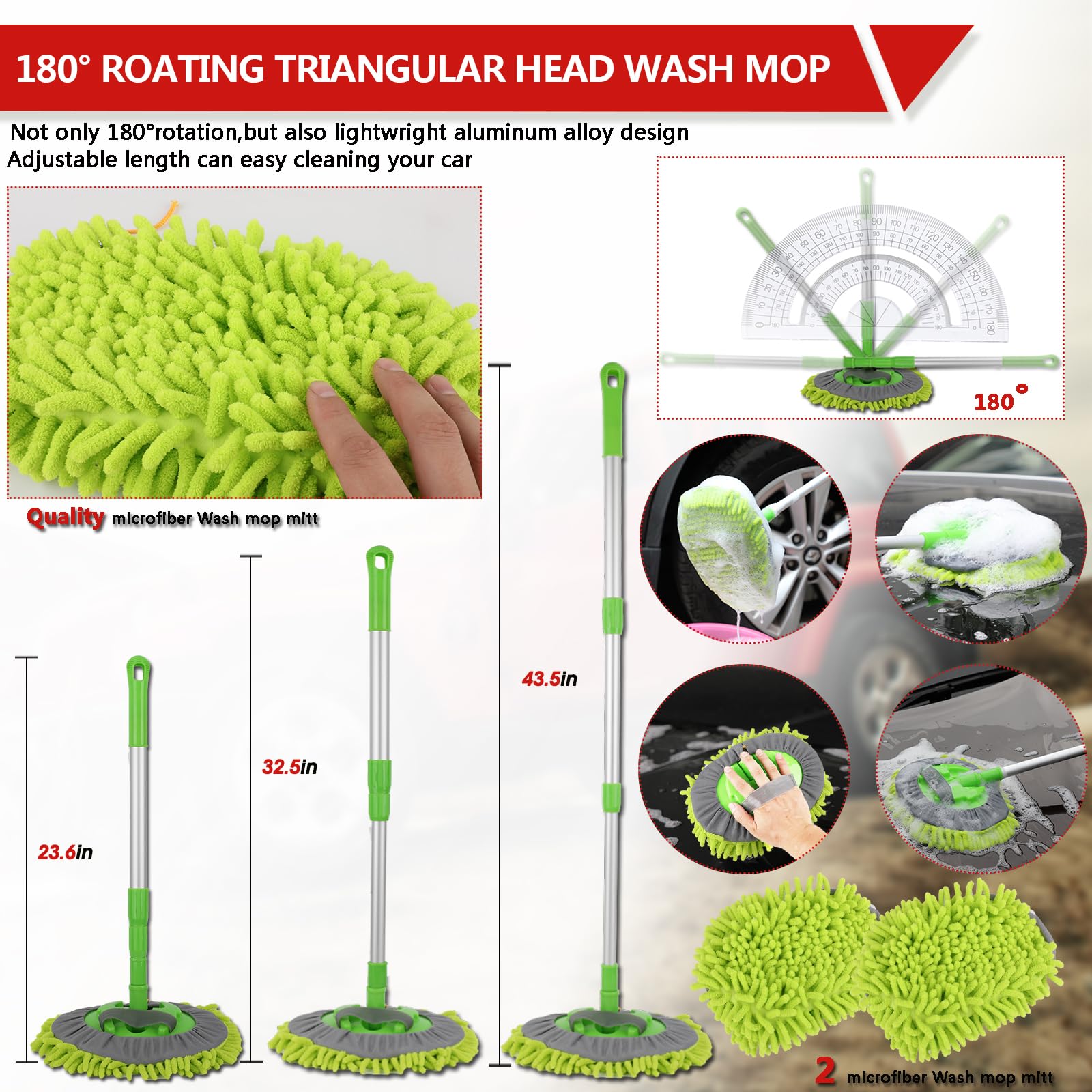56Pcs Car Wash Cleaning Kit with Foam Gun, Long Handle Brush, Wheel Brush & Adjustable Hose Sprayer - Complete Auto Detailing Set for Home & Professional Use - Perfect for Car, Truck & RV Cleaning