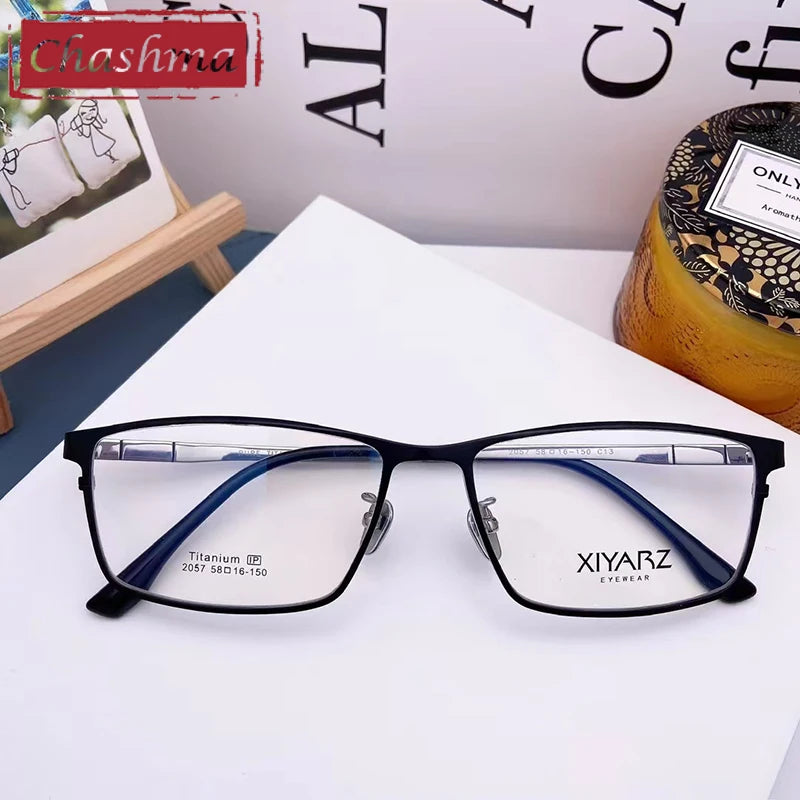 Men's Titanium Full Rim Square Eyeglasses - Lightweight Durable Frame for Work, Reading & Fashion | Model 42057
