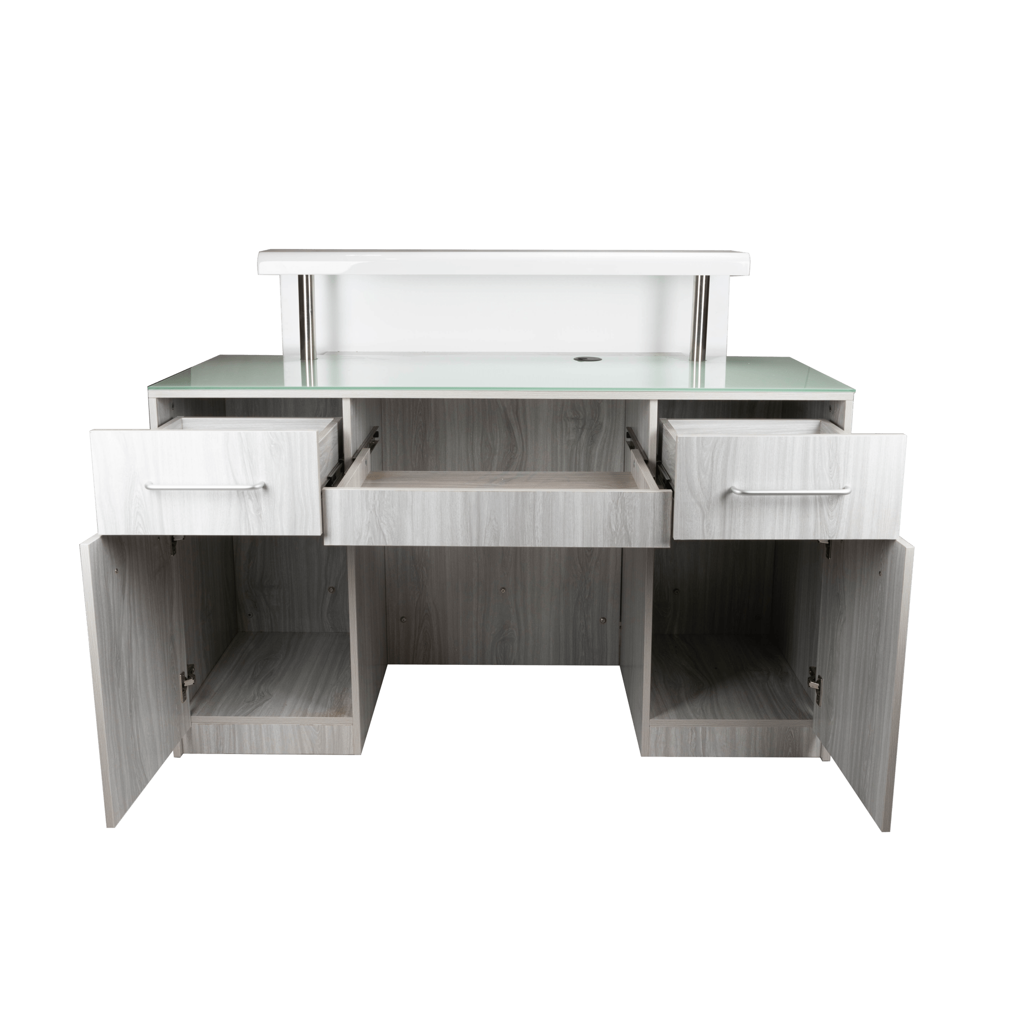 Modern Fiori Omni Reception Desk - Elegant L-Shaped Office Front Desk with Storage | Perfect for Corporate Lobbies, Hotels, and Business Centers
