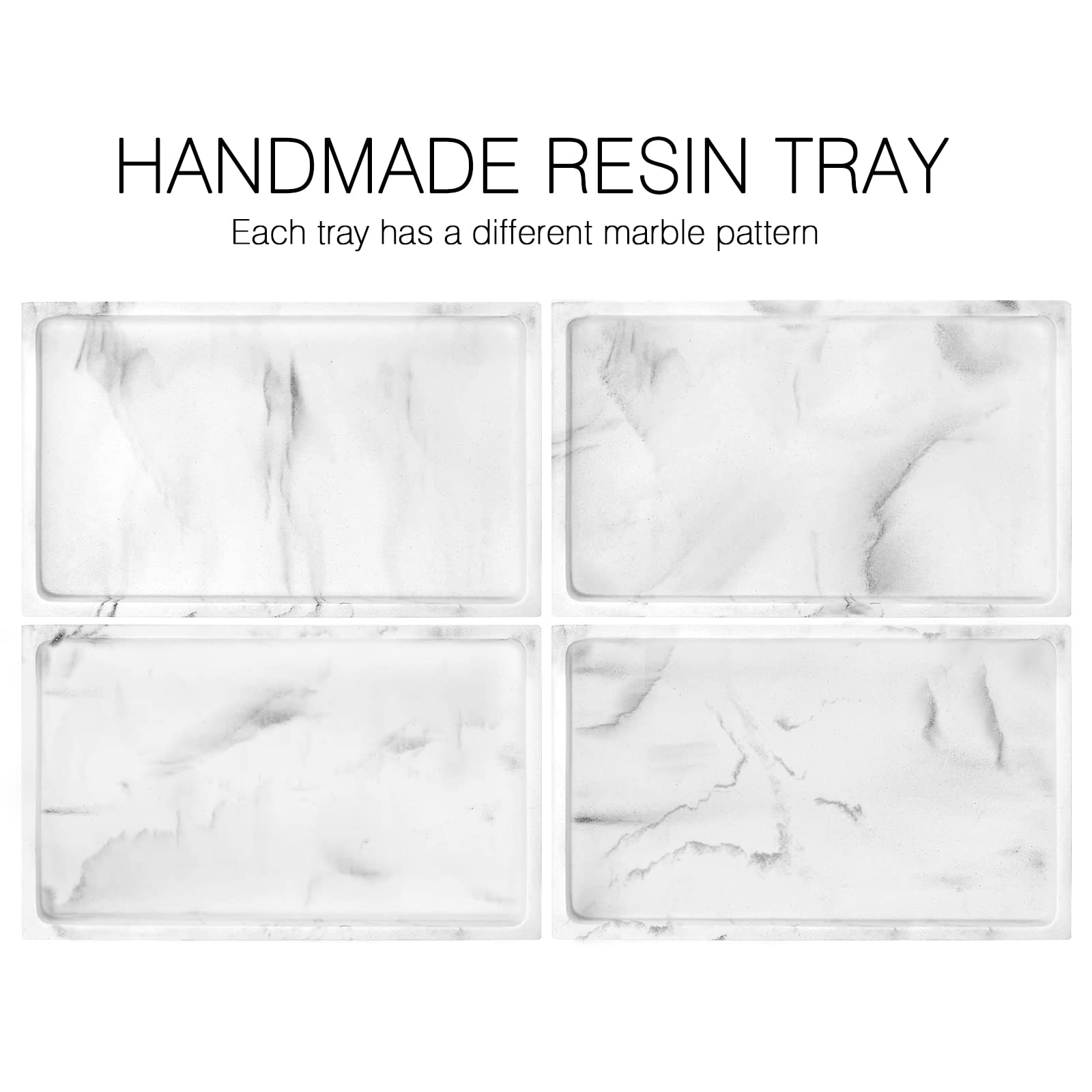 Luxspire Resin Bathroom Vanity Tray - Jewelry Ring Dish & Countertop Organizer for Perfume, Candles, Soap - Gravel White | Perfect for Bathroom, Dresser, Kitchen Sink & Home Decor Storage