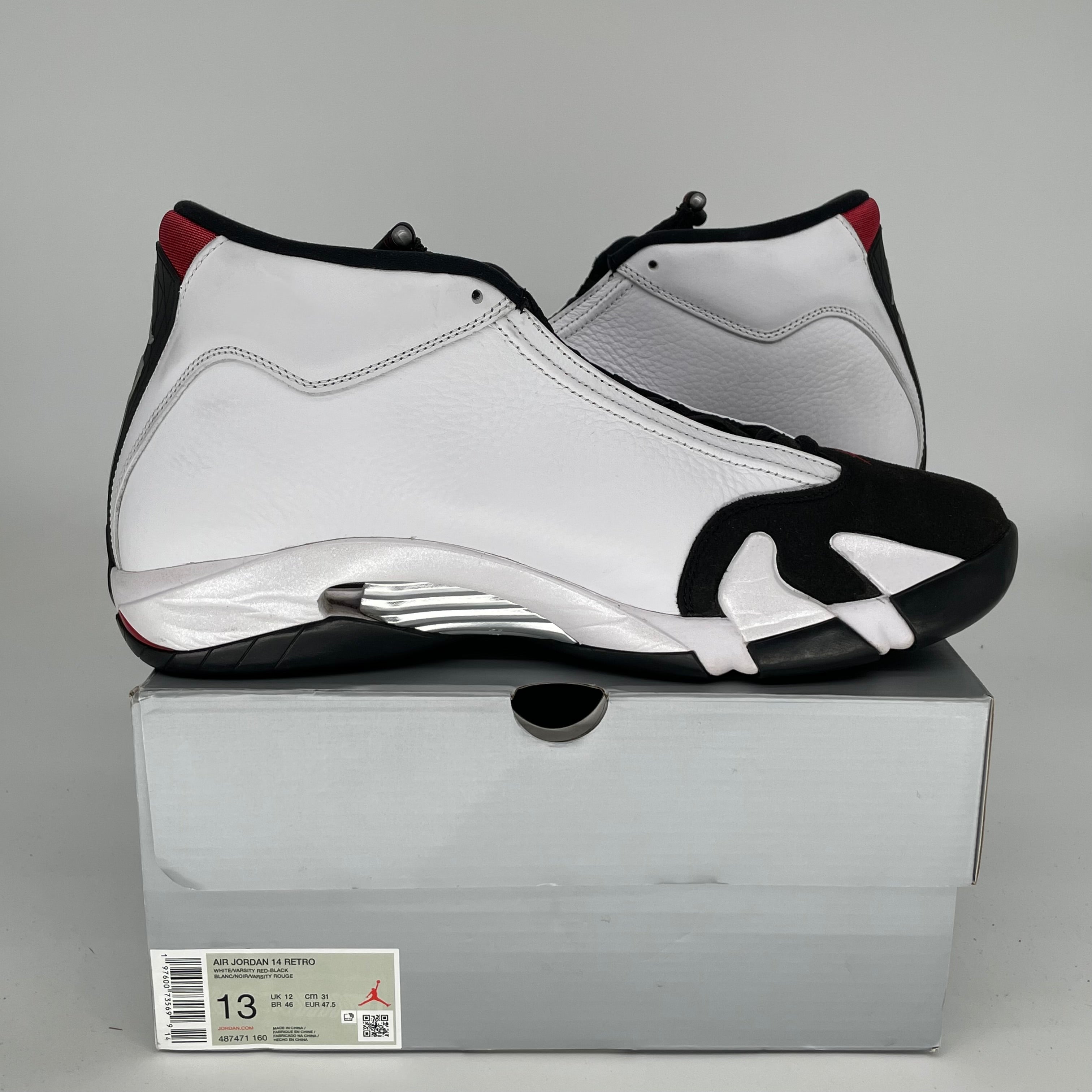 Original Air Jordan 14 Retro 'Black Toe' Men's Basketball Shoes Size 13 (487471-160) - Perfect for Sneaker Collectors & Court Performance
