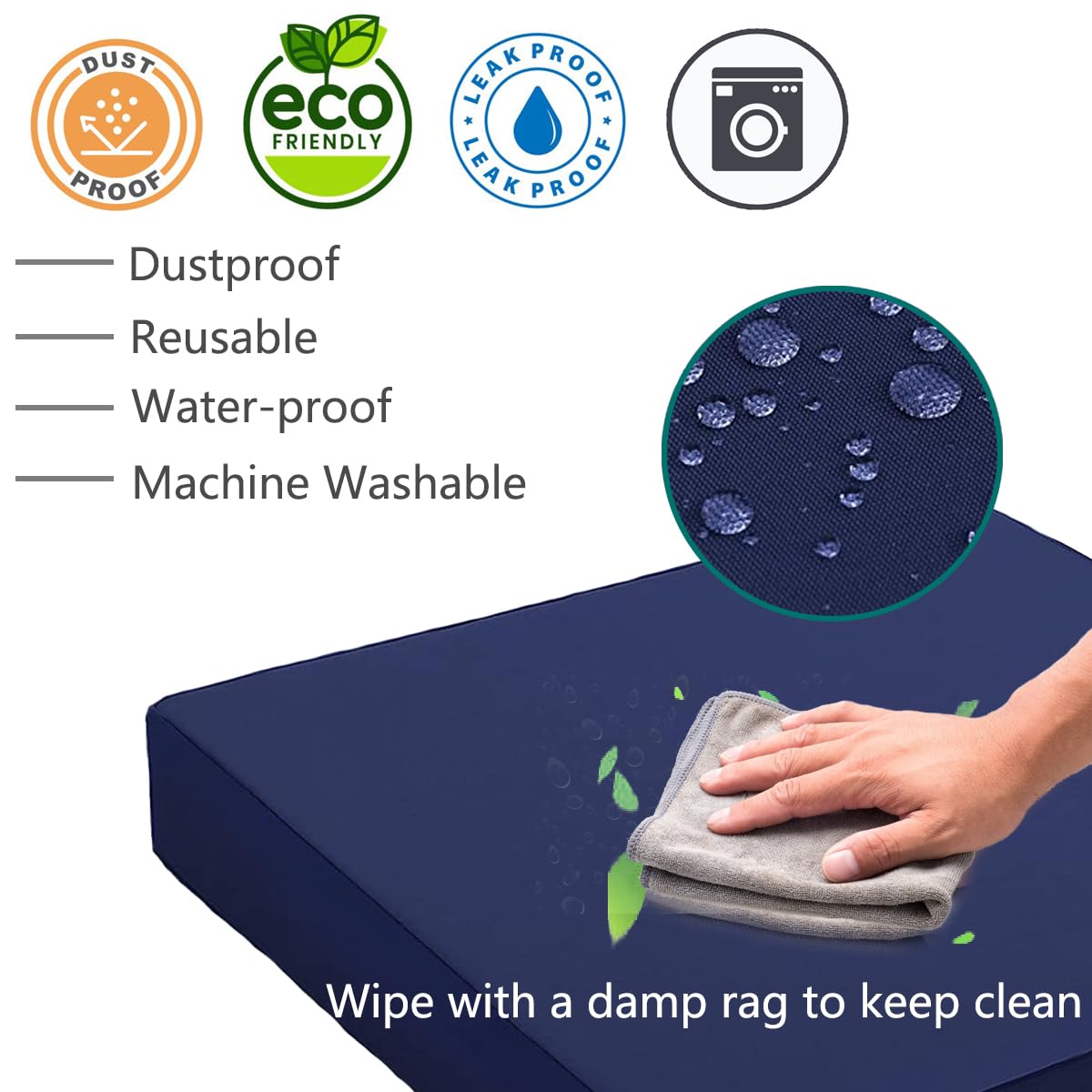 Sqodok 25x25 Inch Waterproof Outdoor Cushion Covers - 4 Pack Replacement Patio Furniture Cushion Covers for Sectional Sofa, Wicker Chair - Durable & Weather-Resistant - Perfect for Backyard, Deck, Poolside & Garden (Blue)