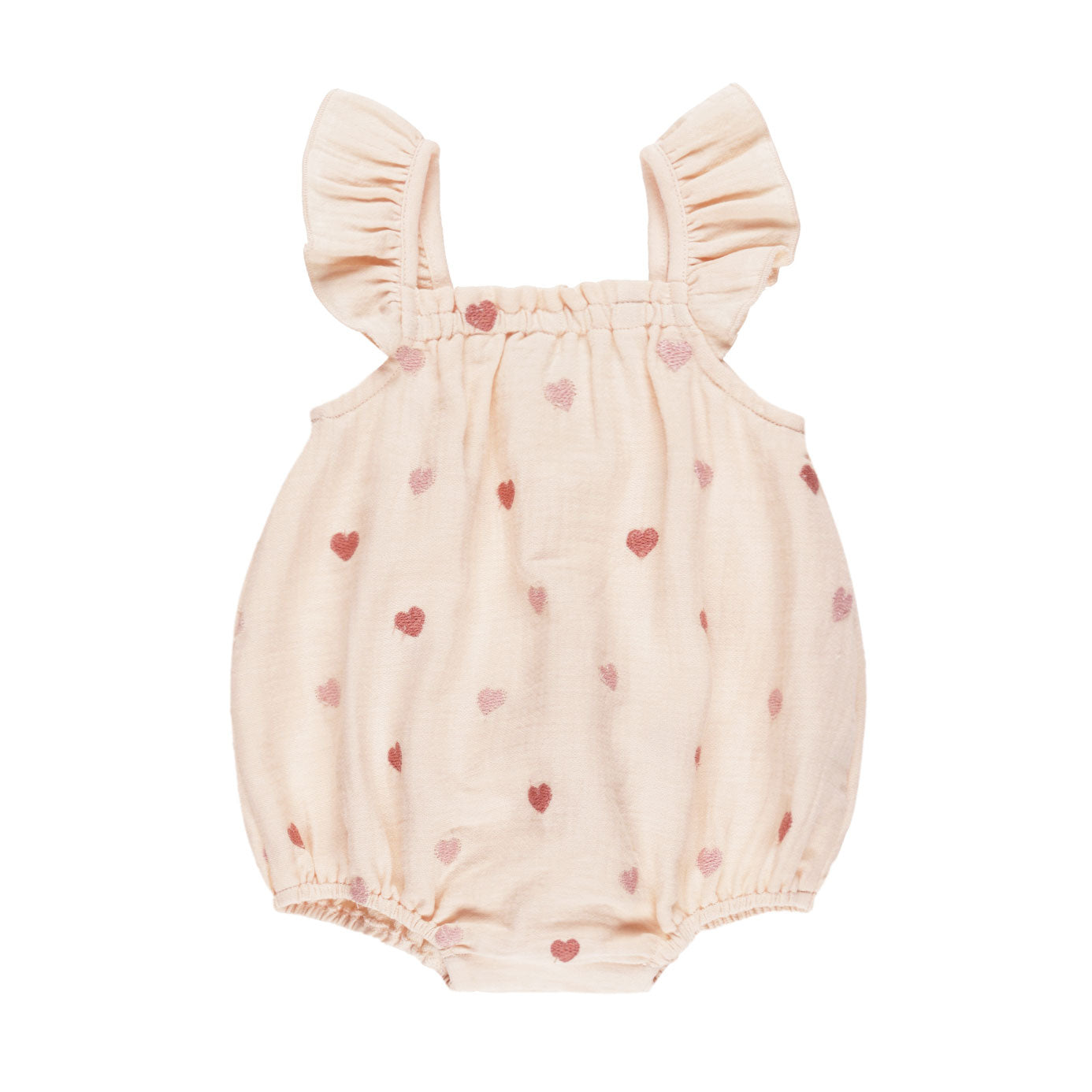 Bonnie Romper with Heart Embroidery - Vintage Style Baby Jumpsuit for Girls | Perfect for Photoshoots, Parties & Everyday Wear
