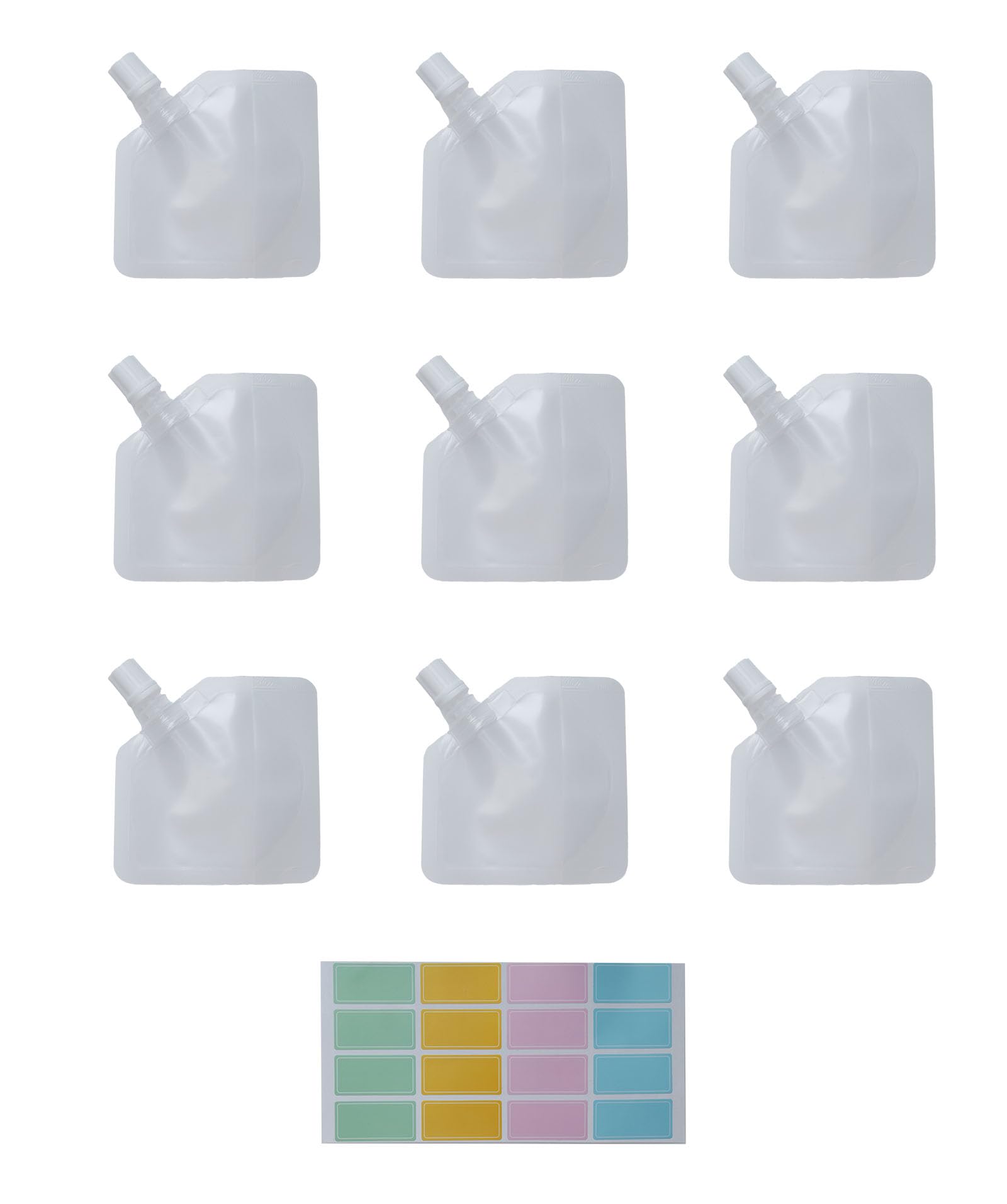 10 Pack 30ml Refillable Travel Squeeze Pouches - Leak Proof Portable Fluid Bags with Stickers for Toiletries, Shampoo, Conditioner & Lotion | Perfect for Air Travel, Camping & Gym Essentials (10 PCS)