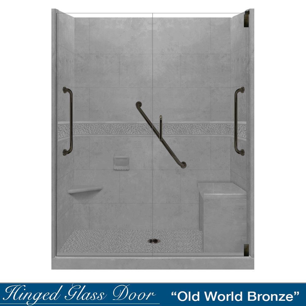 Freedom Pebble Wet Cement 60-Inch Alcove Shower Enclosure Kit - Waterproof Bathroom Remodeling Solution for Modern Homes