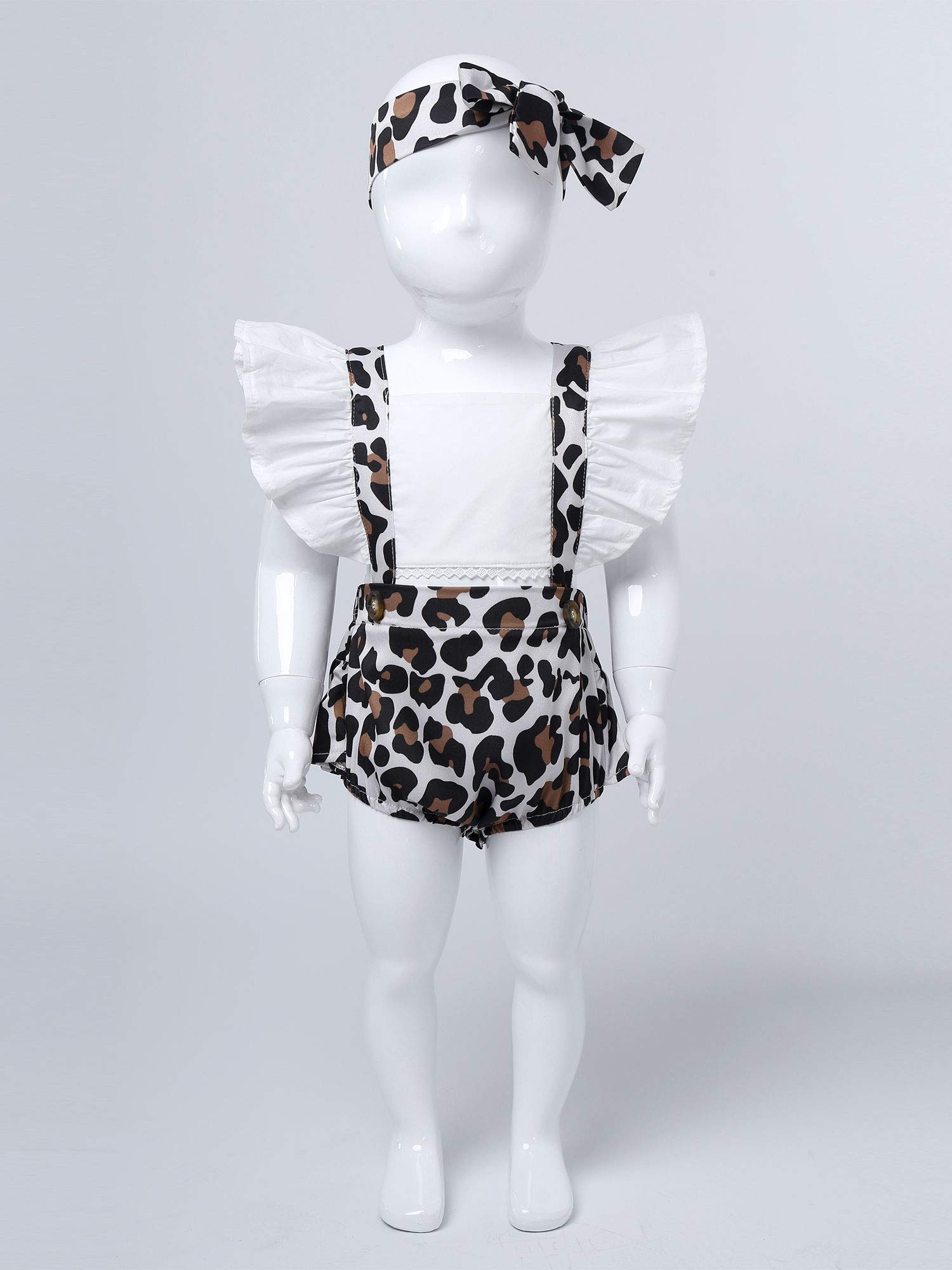 Yartina Infant Baby Girls Leopard Print Romper Jumpsuit - Ruffle Flutter Sleeve Summer Outfit for Newborn Toddler | Perfect for Playdates, Beach Trips & Family Photos