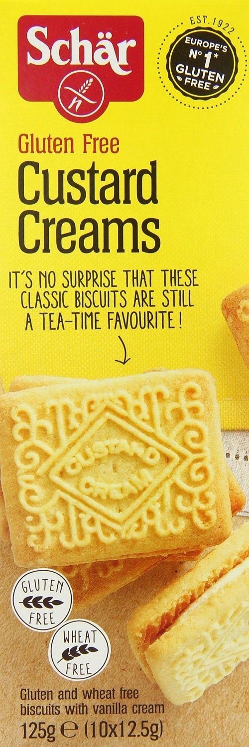 Schar Gluten Free Custard Creams 125g - Delicious Wheat-Free Biscuits for Tea Time, Snacks & Celiac Diet - Perfect for Afternoon Tea, Lunch Boxes & Gluten-Free Baking