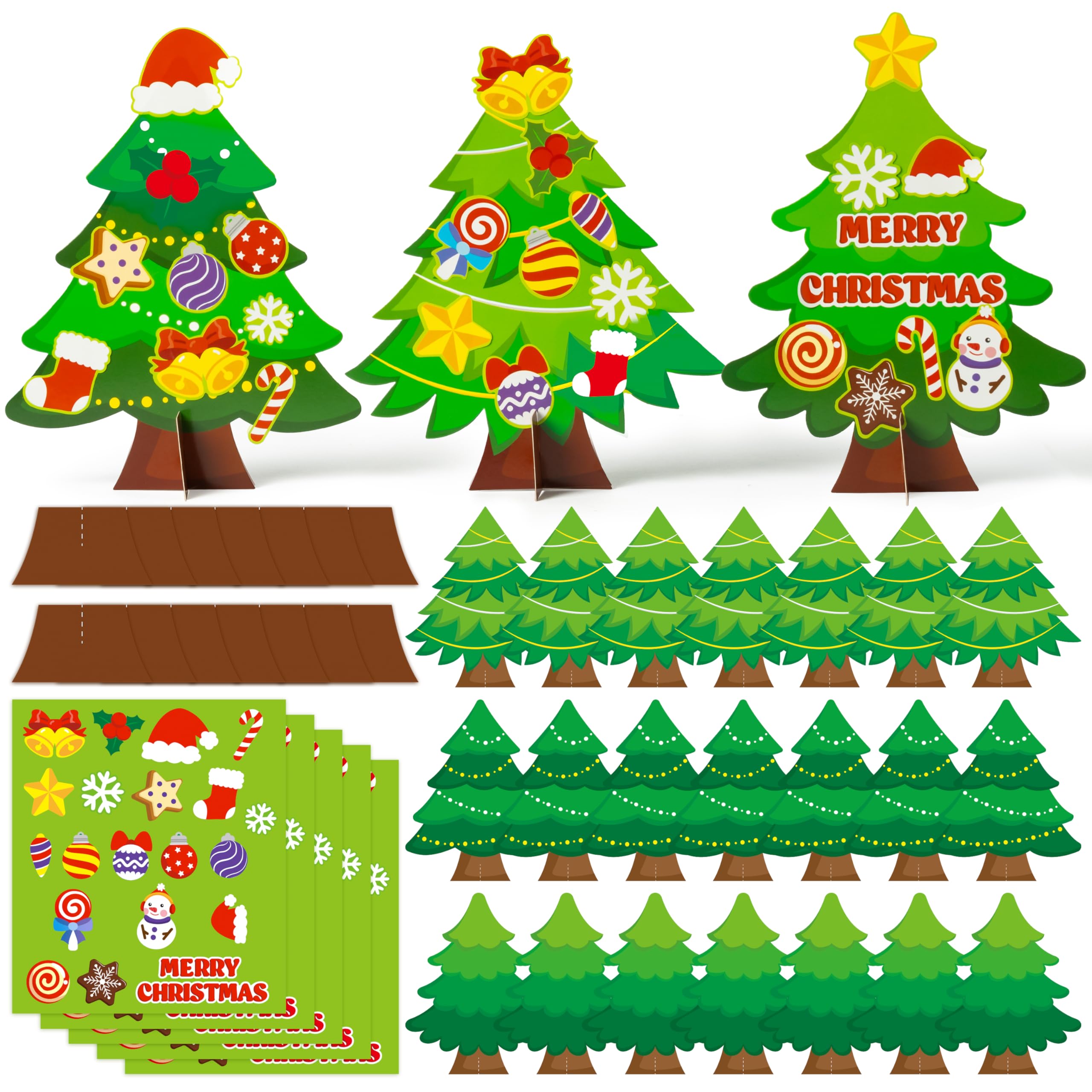 WATINC 30Pcs DIY Christmas Tree Craft Kit - Make Your Own Holiday Decorations for Kids, Home, School & Classroom Activities | Perfect for Winter Party Favors, Xmas Decor & Fun DIY Projects