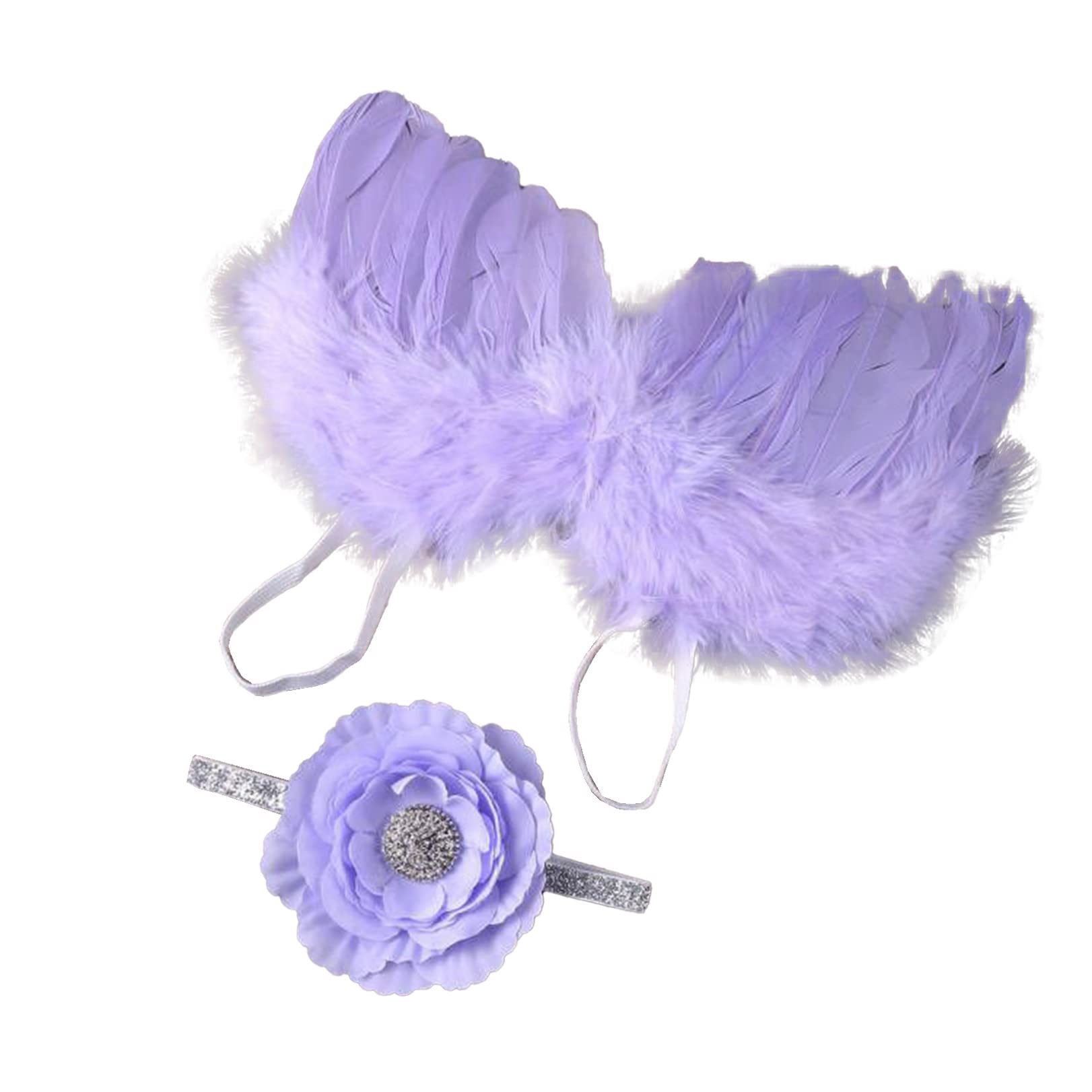 JEATHA Newborn Baby Christmas Photo Props Set - Angel Wings, Feathers & Flower Headband for Photography | Perfect for Holiday, Baptism & Newborn Photo Shoots