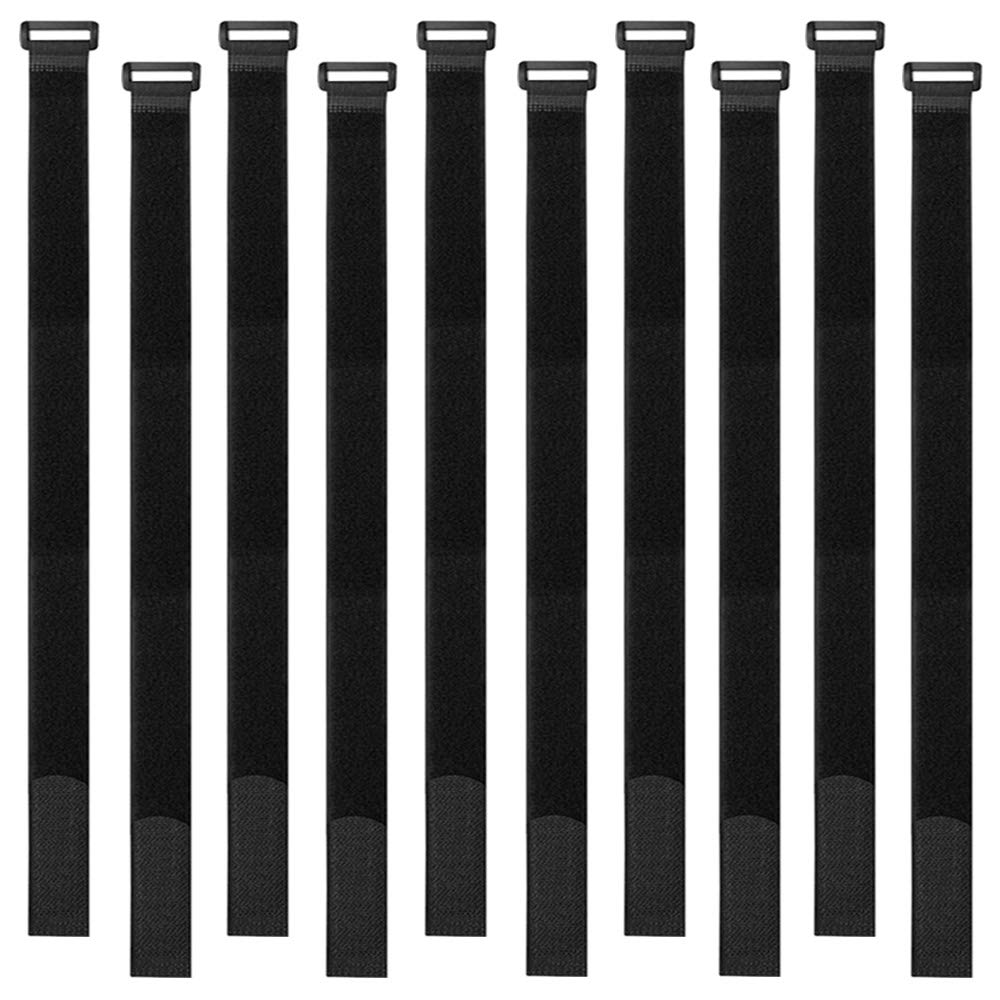 Aiqeer 30 Pack 40cm Black Reusable Hook and Loop Cable Ties - Adjustable Fastening Straps for Organizing Wires, Cords & Electronics - Perfect for Home Office, Computer Desk & TV Cable Management