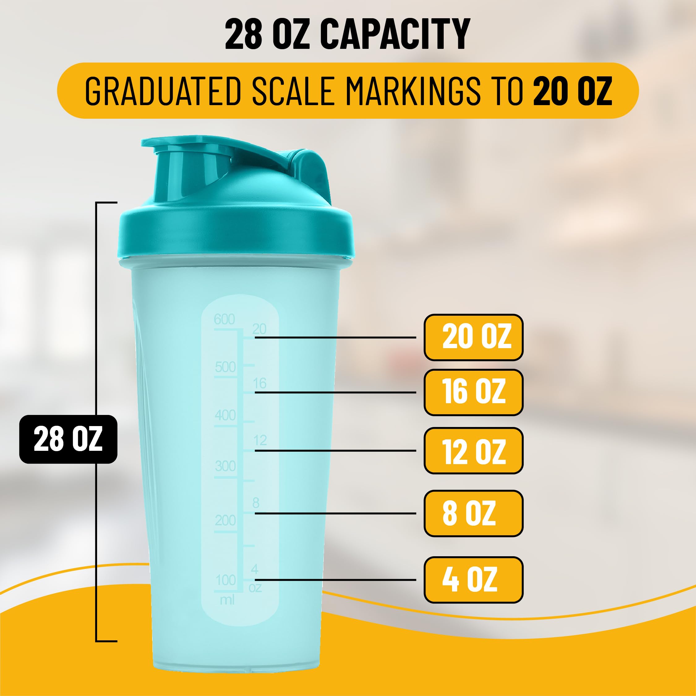 Premium 28 oz Protein Shaker Bottle with Wire Whisk Ball - Mr. Pen Mixer Cup for Protein Powder, Pre-Workout & Meal Replacement Shakes - Ideal for Gym, Fitness & Post-Workout Recovery