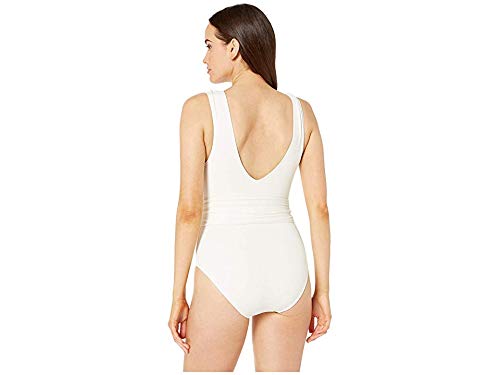 Vince Camuto Belted Plunge V-Neck One-Piece Swimsuit with Removable Soft Cups - Sand Size 10 | Perfect for Beach Vacations, Pool Parties & Summer Getaways