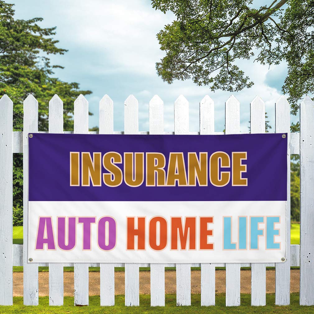 Durable Vinyl Banner 48x96 Inches - Weatherproof Outdoor Sign for Insurance, Auto, Home, Business & Yard - White with 8 Grommets (Multiple Sizes Available) - Perfect for Events, Advertising & Industrial Use