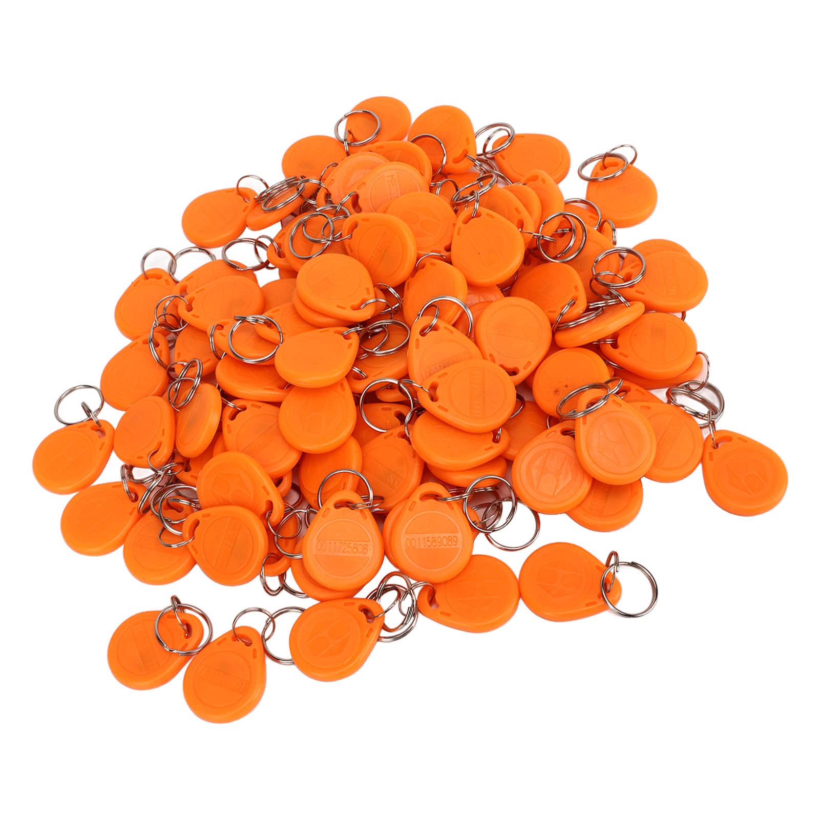 100 Pcs 125KHz RFID Key Fobs - Orange Contactless Proximity Keycards for Door Access Control, Smart ID Badges & Security Systems | Ideal for Offices, Hotels, Gyms & Apartment Buildings