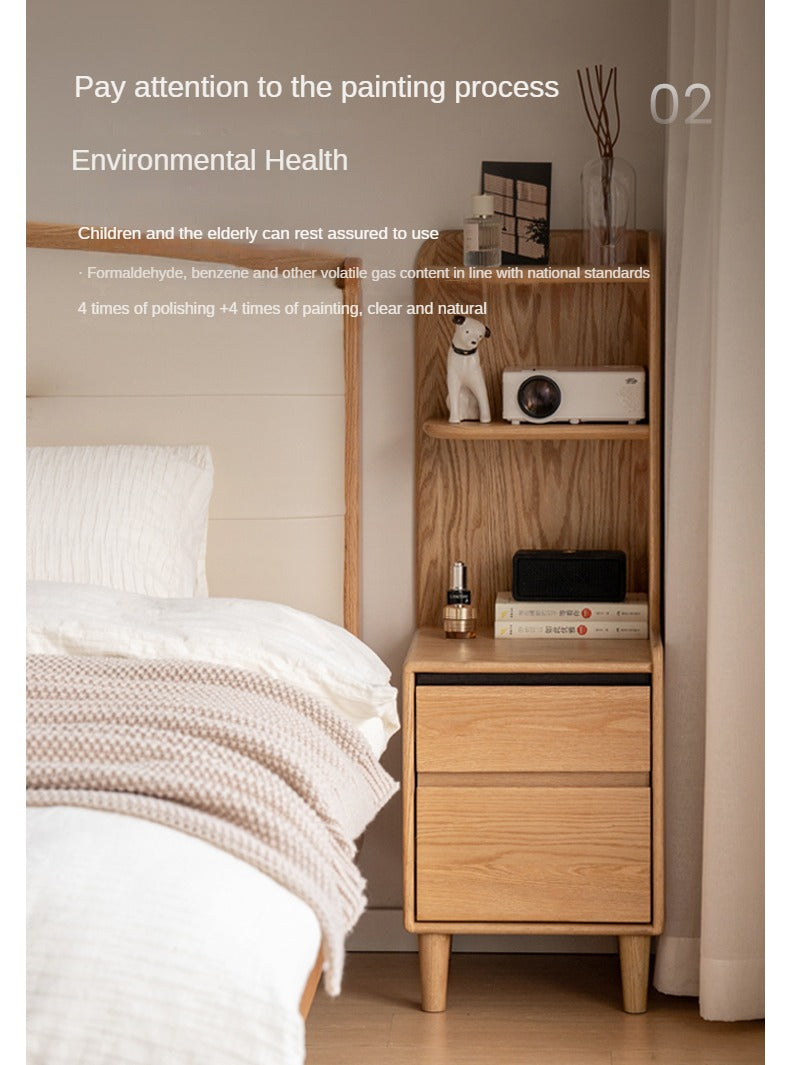 Modern Oak Solid Wood Nightstand - Bedside Table with Drawer for Bedroom Furniture - Perfect for Home Decor, Storage & Organization