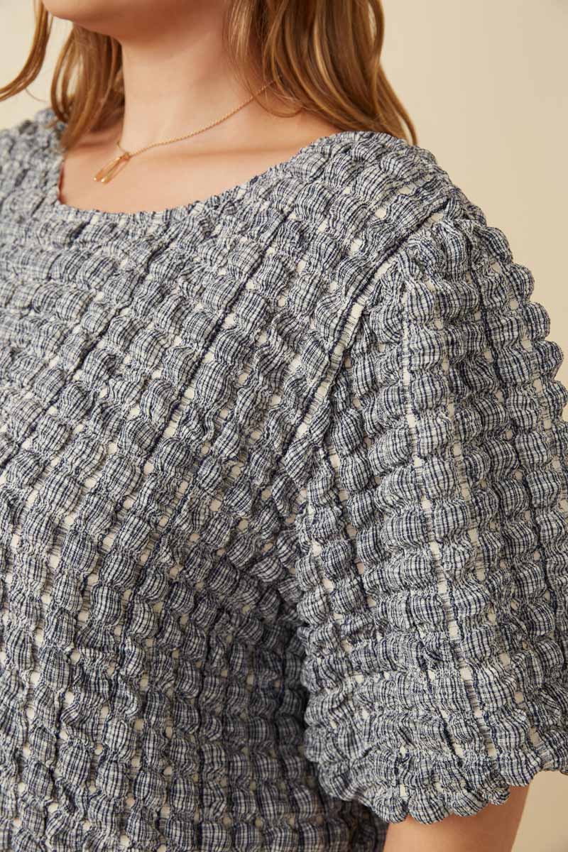 Stylish Waffle Textured Puff Sleeve Top for Women - Trendy Casual Blouse for Spring & Summer Outfits, Date Nights and Office Wear