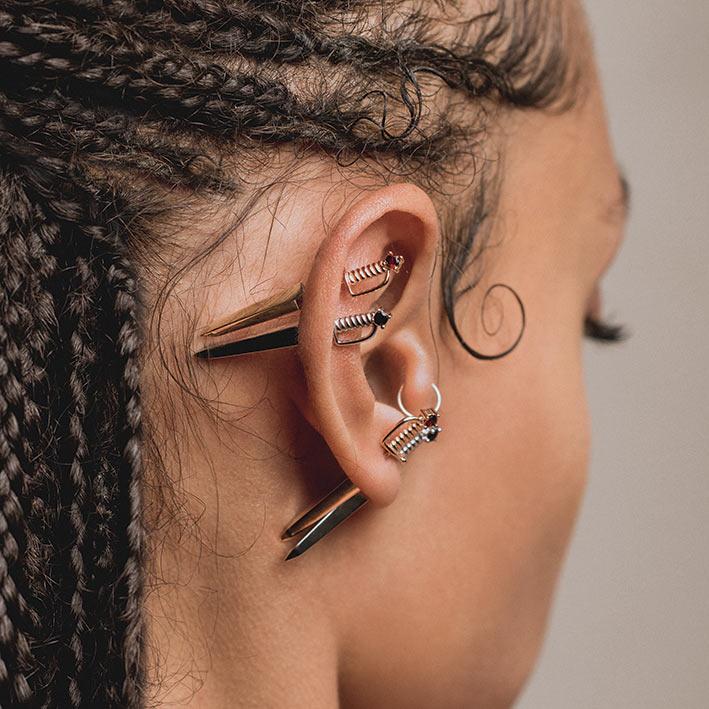 Black Spinel Short Dagger Single Earring in Sterling Silver - Gothic Punk Jewelry for Women, Perfect for Parties, Concerts & Alternative Fashion