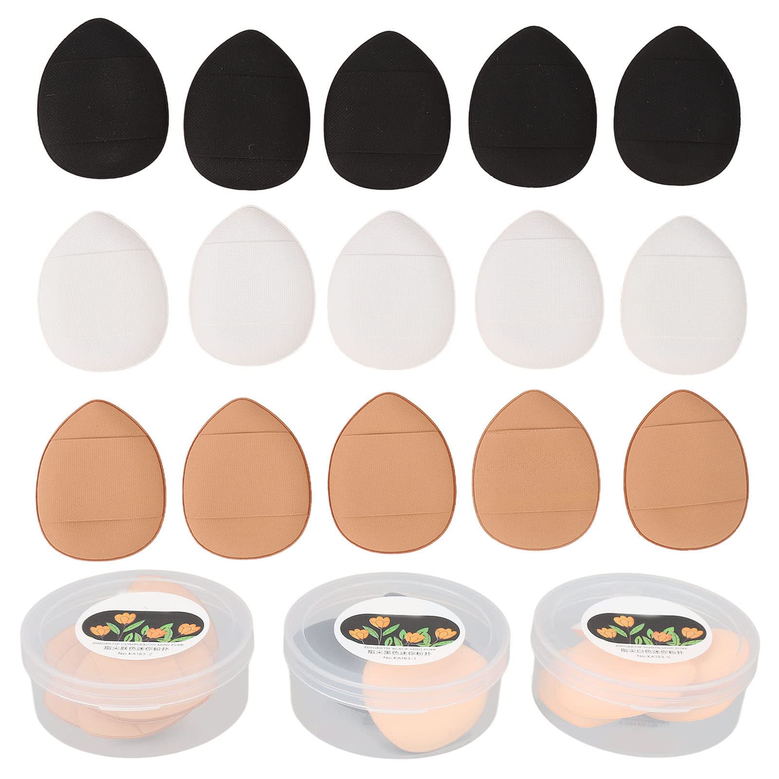Petyoung 15-Piece Finger Powder Puff Set - Compact Wet & Dry Makeup Sponges for Foundation, Blush & Setting Powder | Professional Cosmetic Tools for Women | Perfect for Travel & Everyday Makeup Application