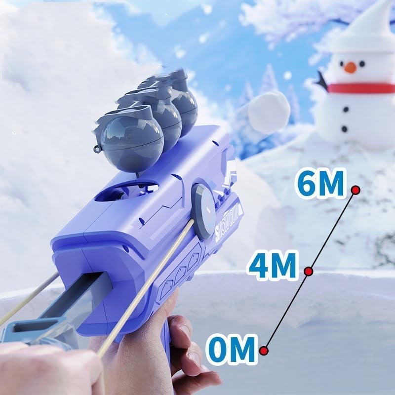 Snowball Launcher Gun for Kids - Winter Outdoor Toy with 3 Duck-Shaped Clips | Snow Ball Maker & Launcher for Snowball Fights & Winter Fun (Blue)