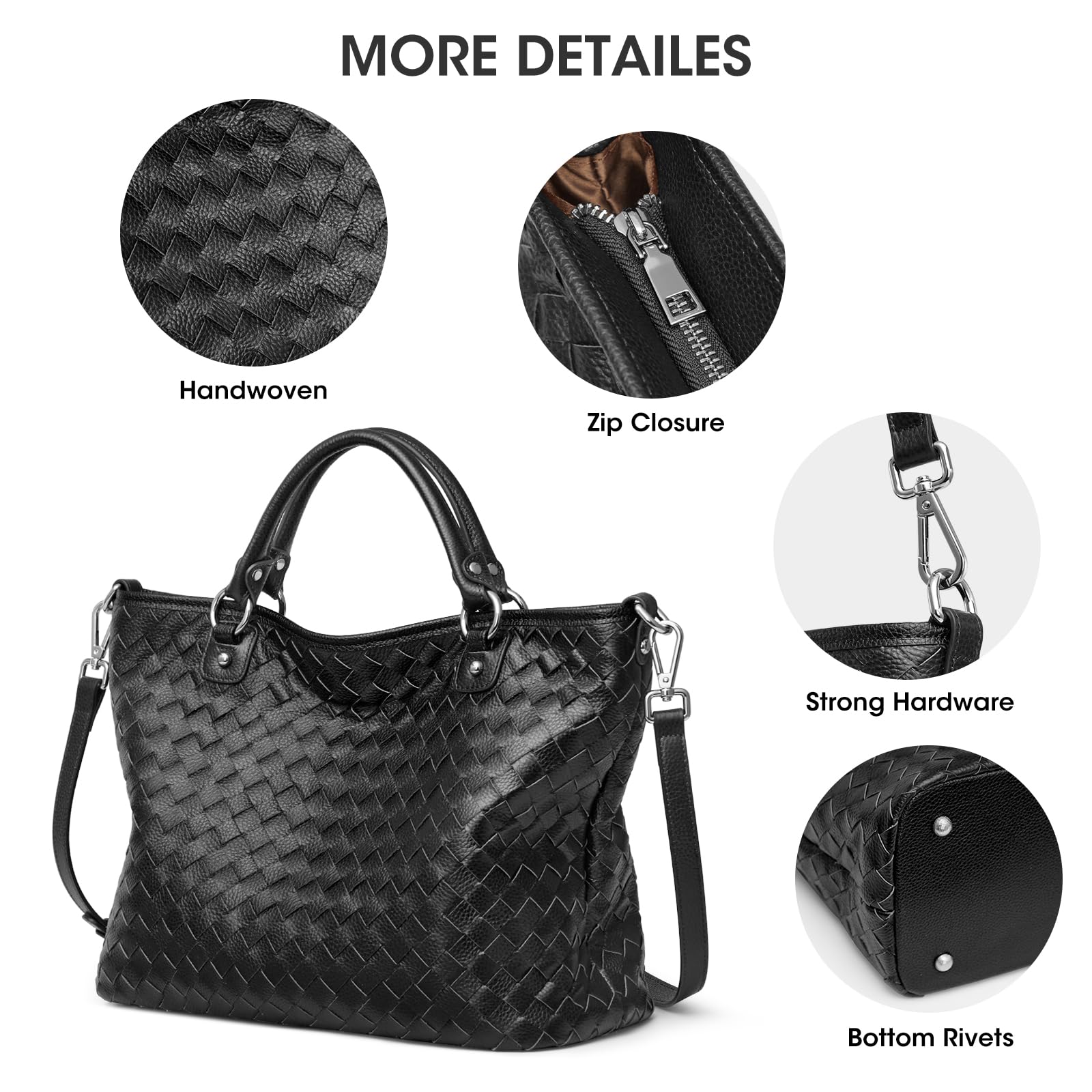 Stylish Kattee Woven Leather Tote Bag for Women - Large Retro Handmade Shoulder Purse | Perfect for Work, Travel & Shopping