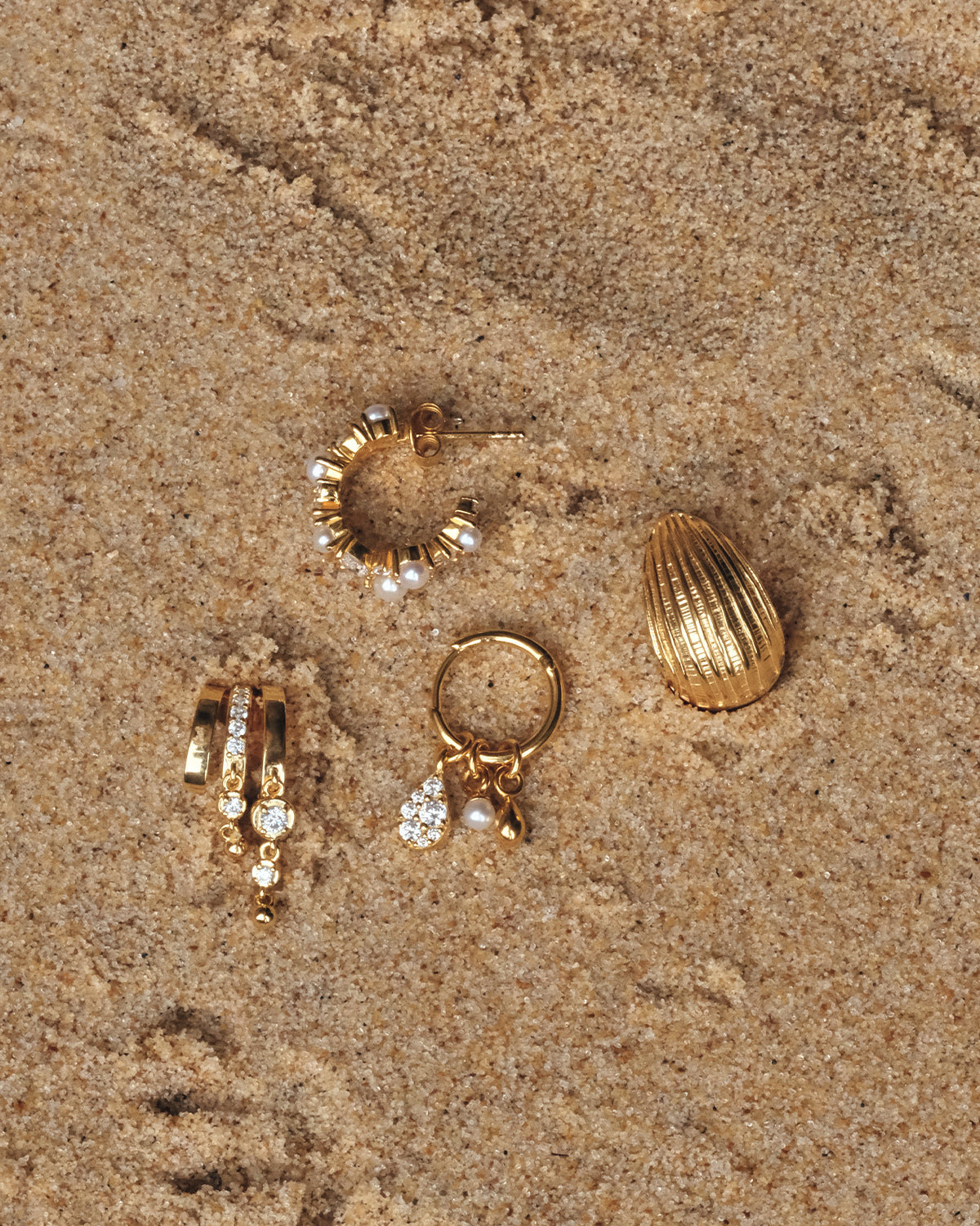 18K Gold Plated Ocean Whisper Hoop Earrings - Elegant Dangle Earrings for Women, Perfect for Parties, Weddings & Everyday Wear