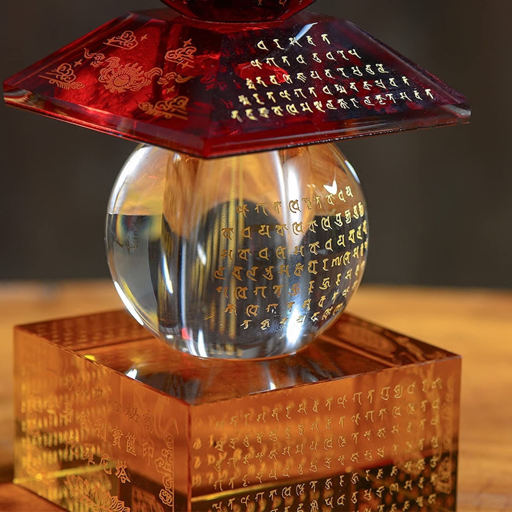 Handcrafted Crystal Pagoda Statue - Buddhist Stupa Ornament for Home Temple Decor, Feng Shui Lucky Charm | Perfect for Meditation Spaces, Altar Displays & Spiritual Gifts