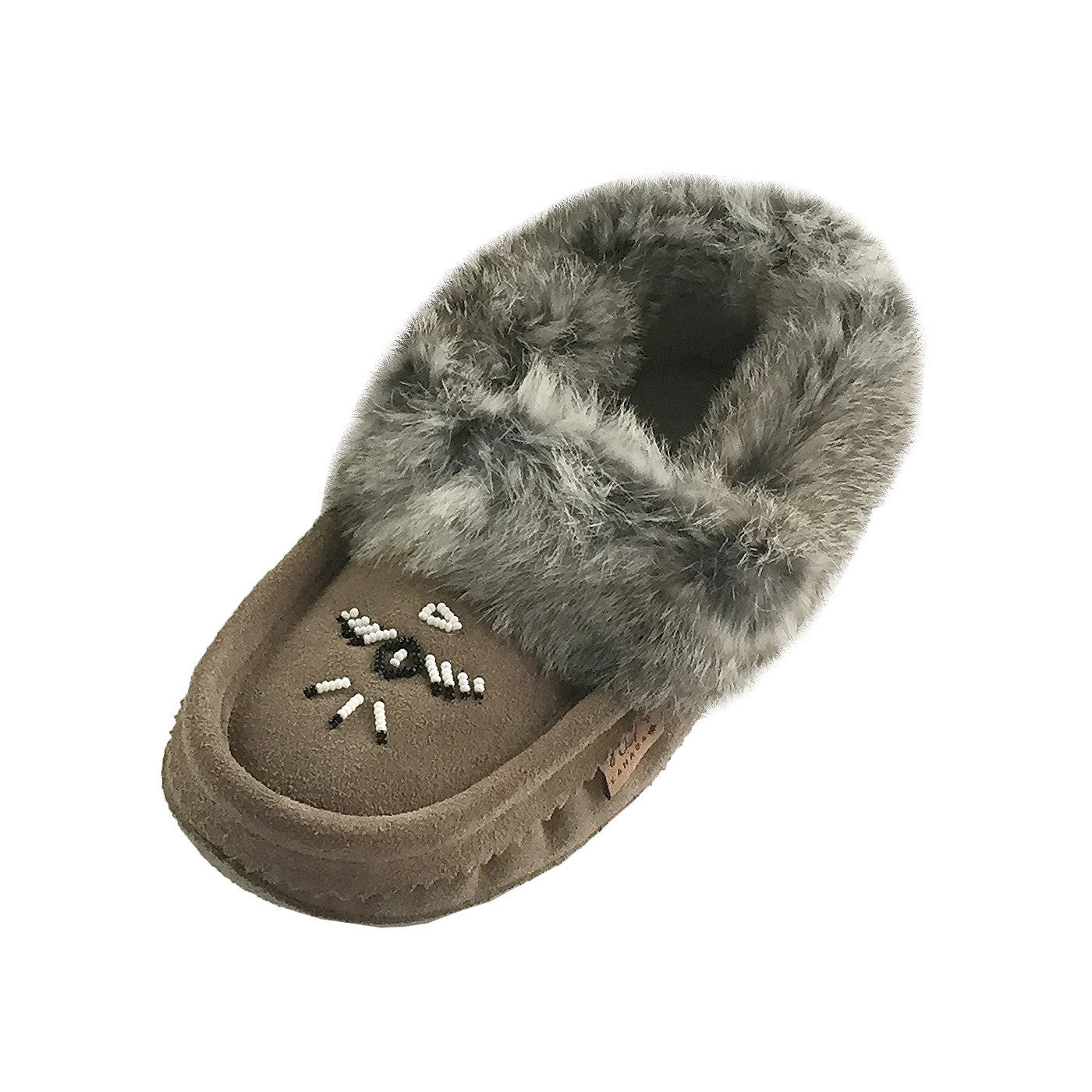 Women's Cozy Fleece Lined Rabbit Fur Slippers - Gray Suede Moccasins for Indoor/Outdoor Comfort - Perfect for Winter, Lounge & Home Wear