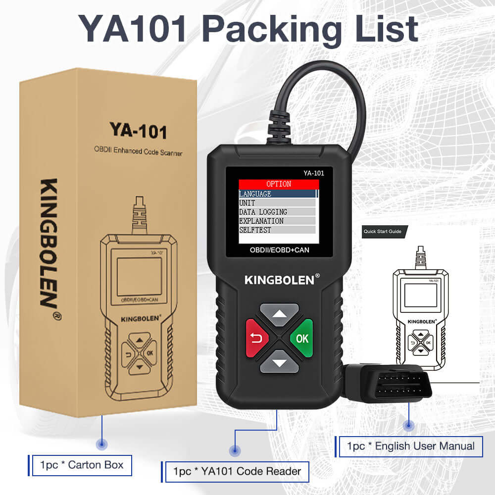 KINGBOLEN® YA101 OBD2 Scanner - Professional Car Diagnostic Tool for Check Engine Light, Read & Clear Fault Codes - Perfect for DIY Auto Repair & Vehicle Maintenance
