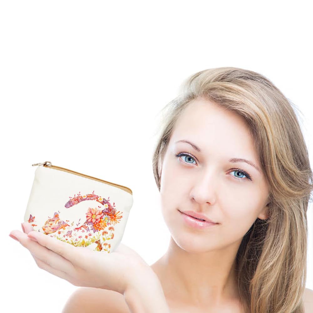 Cute Canvas Coin Purse for Women & Girls - Small Zippered Change Wallet Pouch - Perfect for Travel, Shopping, and Everyday Use