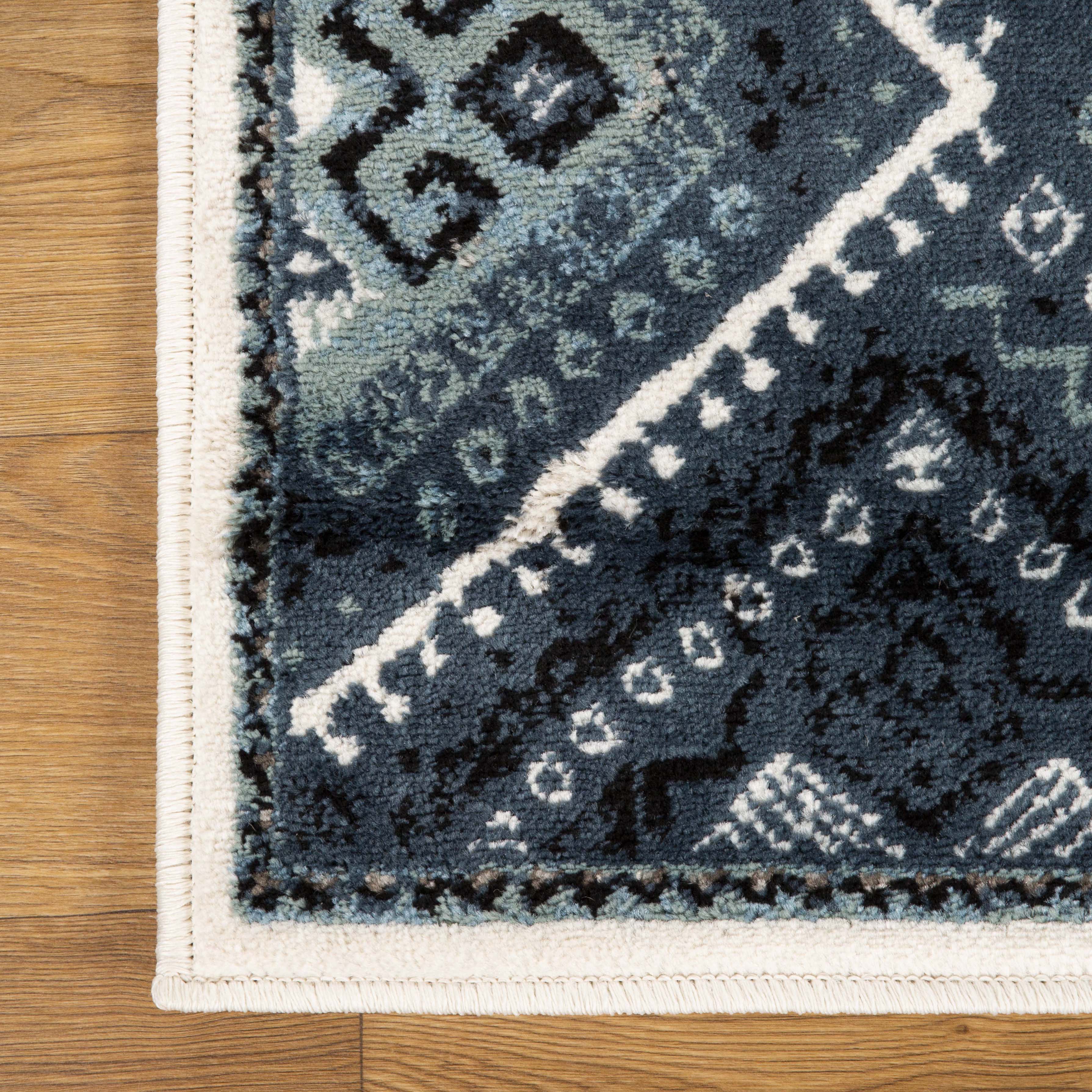 Stylish Poway Geometric Medallion Indoor Area Rug - Non-Slip Living Room Carpet for Home Decor, Bedroom & Office