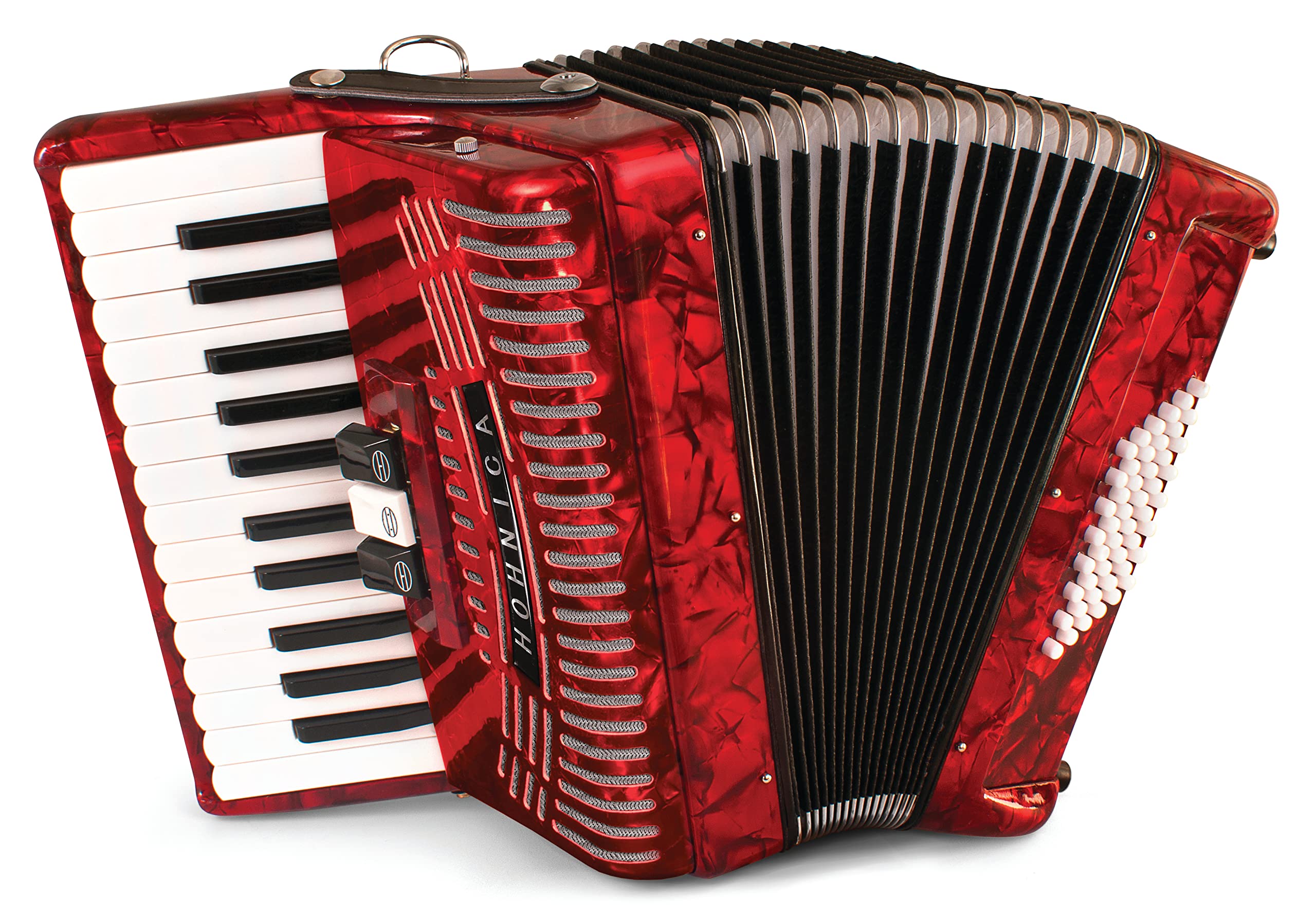 Hohner 1304-RED Diatonic Accordion - Professional 3-Row Button Accordion for Folk, Tex-Mex & Polka Music | Perfect for Live Performances & Music Practice