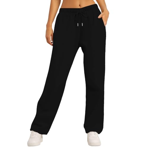 Women's Cute Solid Color Sweatpants with Drawstring - Comfortable Fall 2023 Casual & Sport Pants for Lounge, Yoga, Running & Everyday Wear